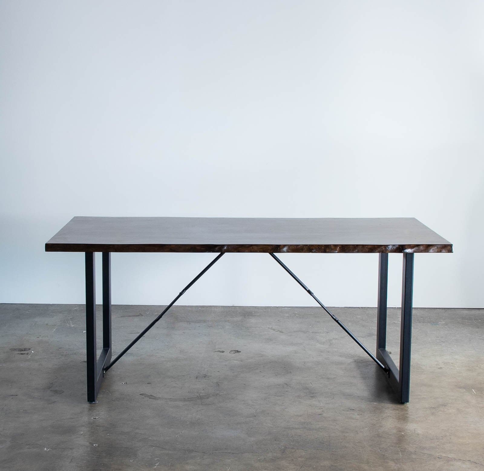 Three Posts Steger Industrial Dining Table with Sleek Metal Frame and Wood Tabletop - Image 1