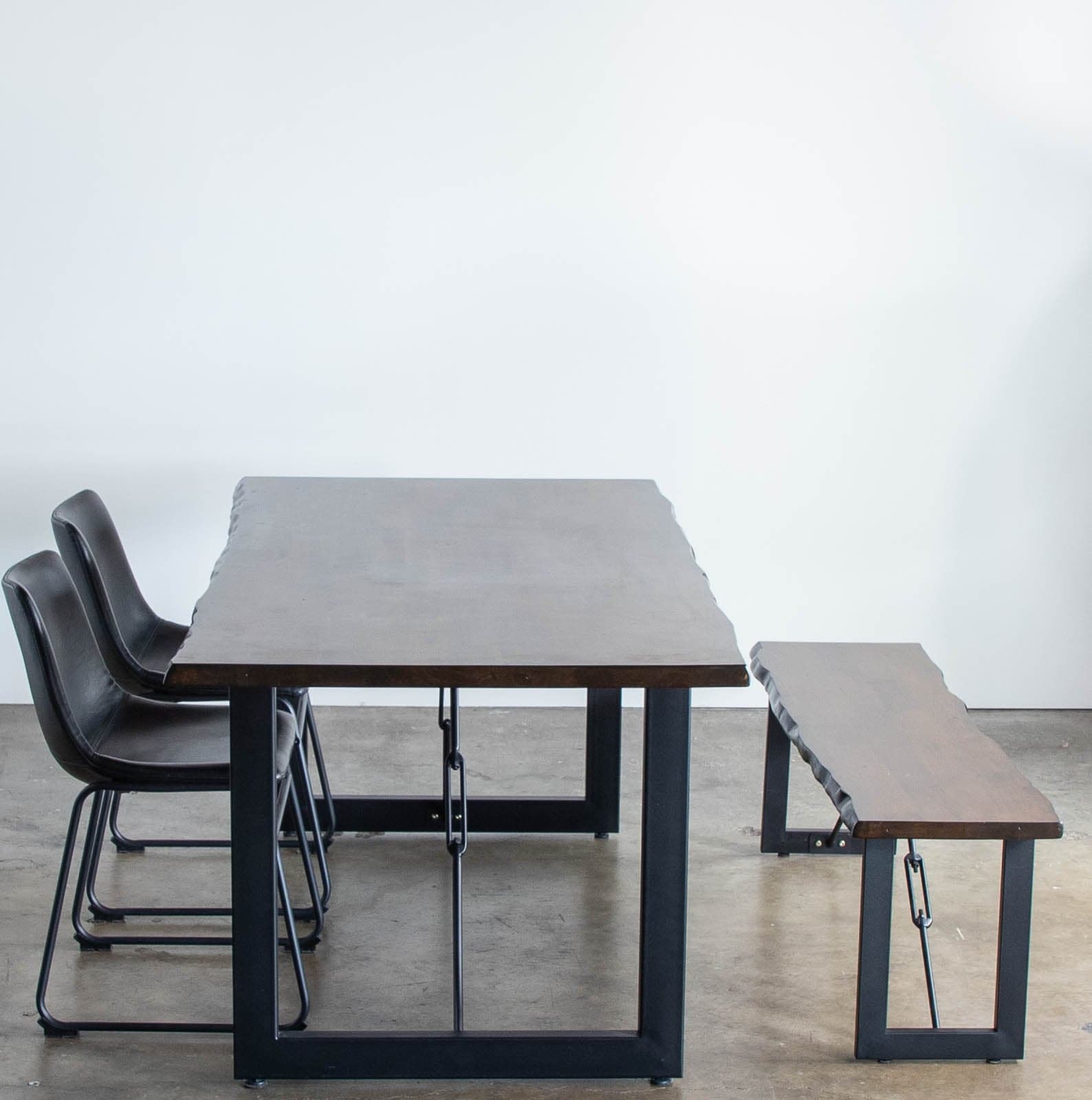 Three Posts Steger Industrial Dining Table with Sleek Metal Frame and Wood Tabletop - Thumbnail 4