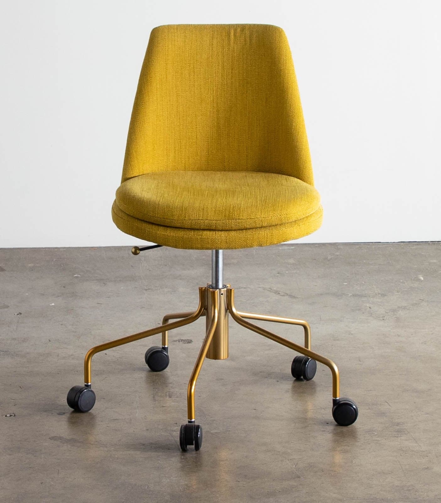 West Elm Finley Office Chair - Basket Slub, Dark Horseradish, Antique Brass