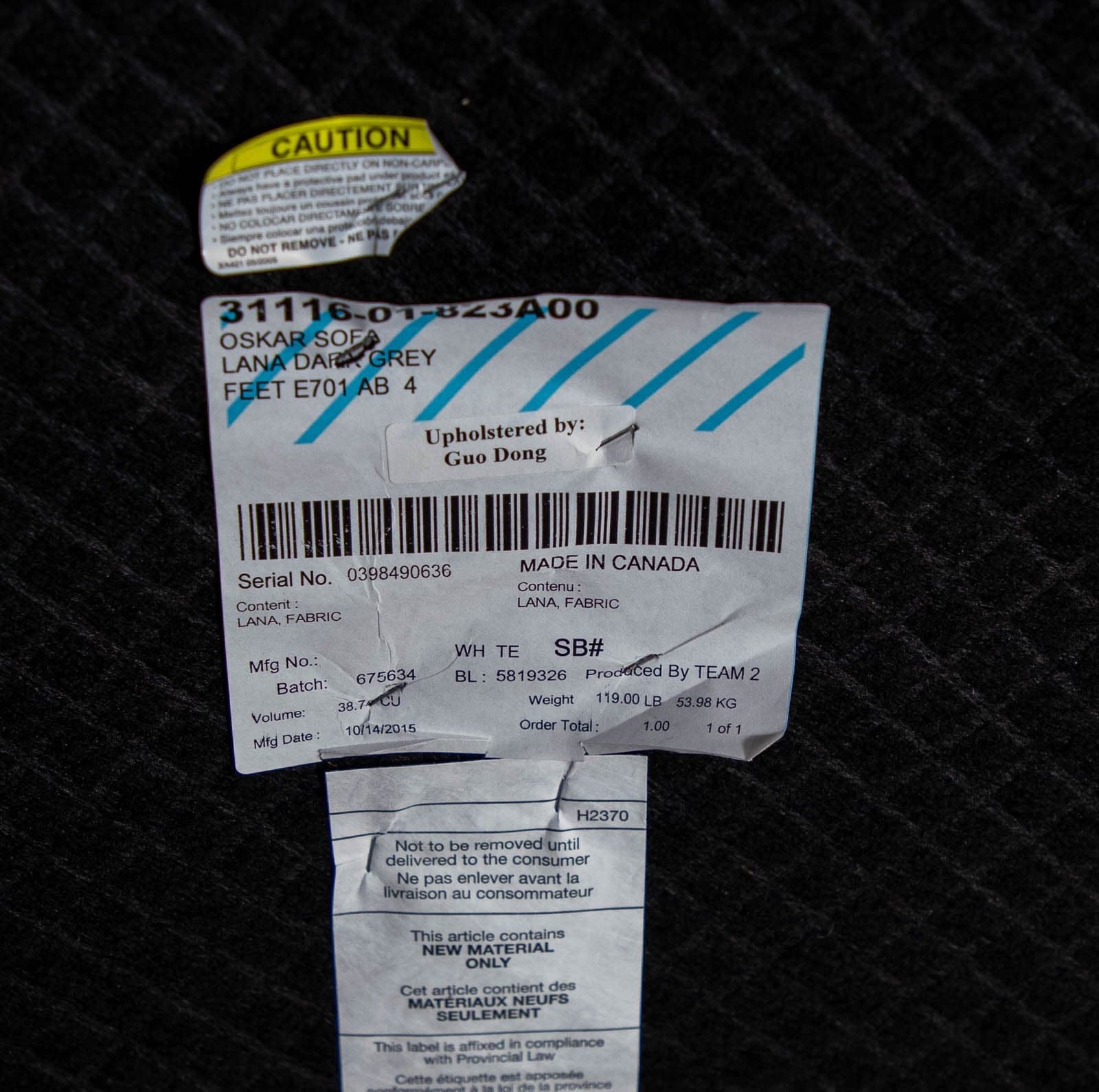 EQ3 Oskar Plush Sofa in Lana Grey - Thumbnail 4