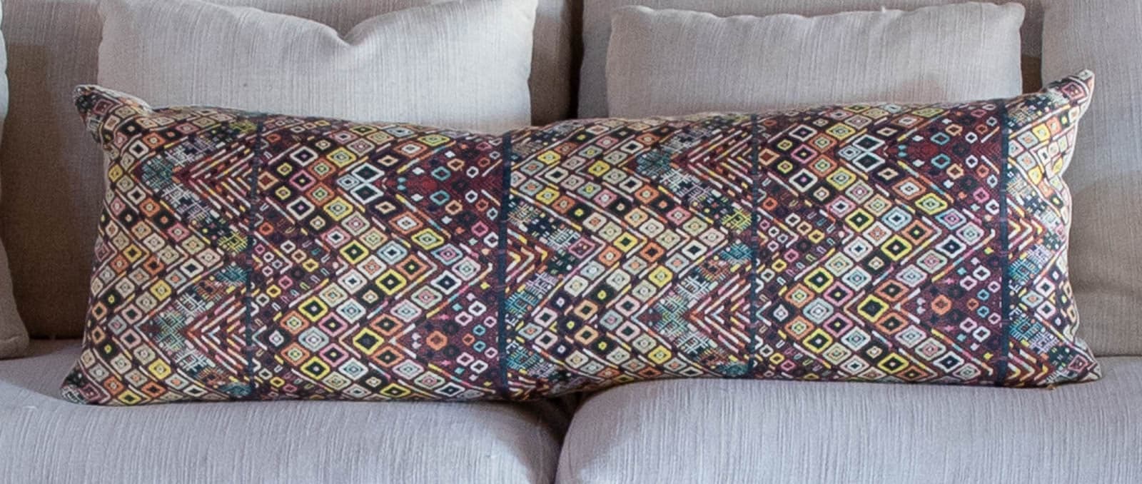 St. Frank Pink Diamond Huipil Pillow, 40" x 15" - Thumbnail 2