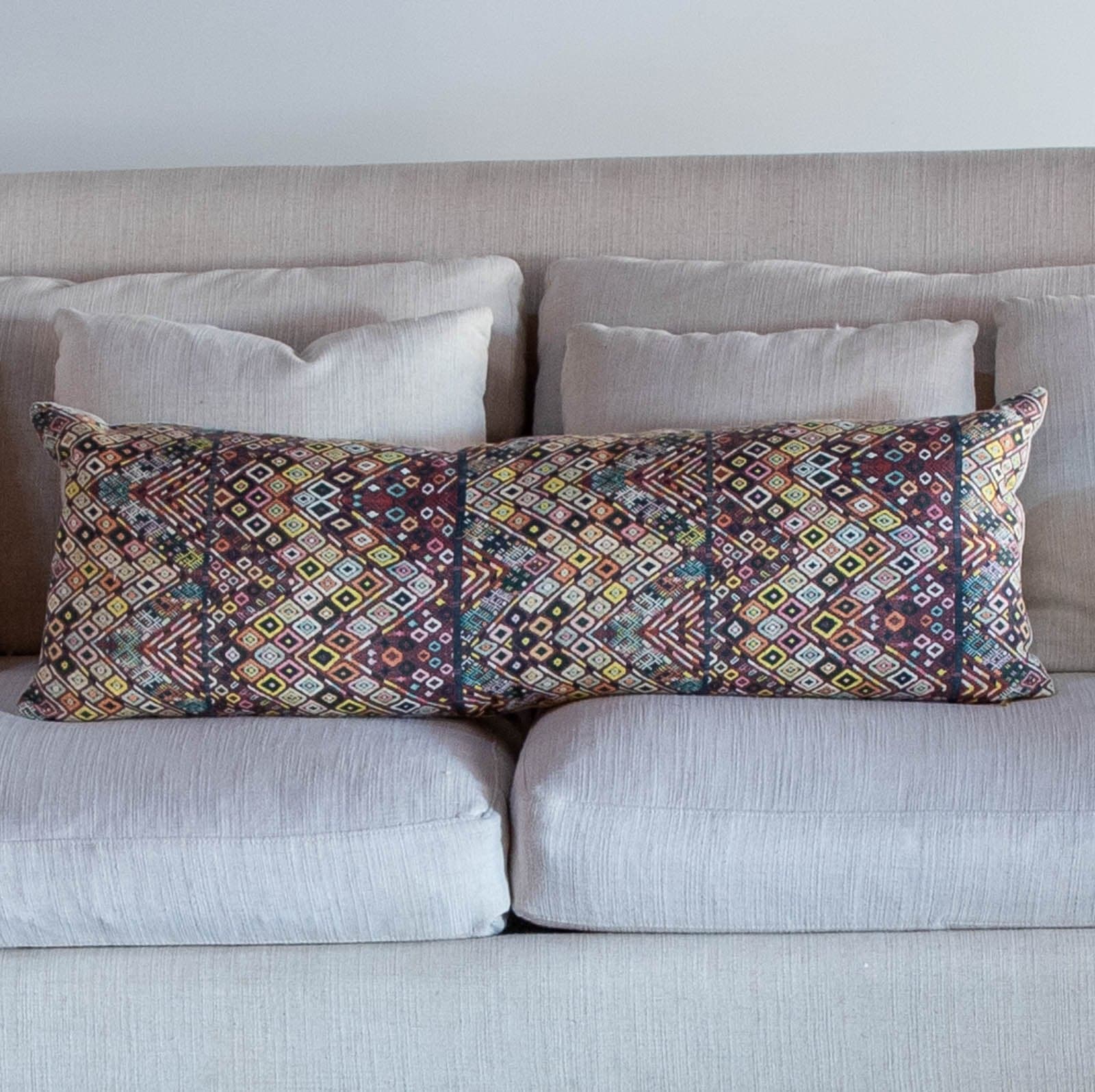 St. Frank Pink Diamond Huipil Pillow, 40" x 15"