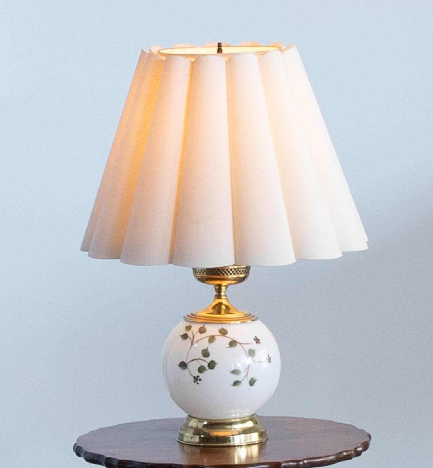 Vintage Table lamps, Fluted Handmade Lampshades (Set of 2) - Image 1