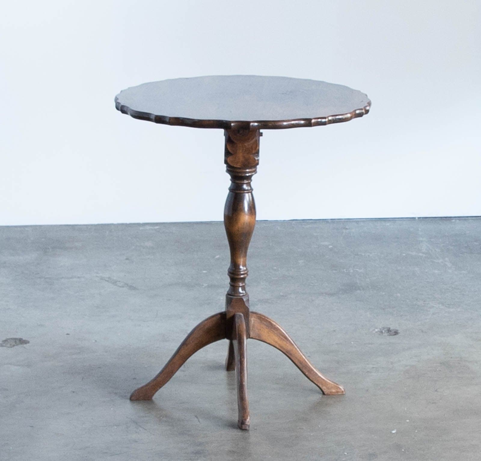 Vintage English Side Table with Scalloped Edge, Tilt Top