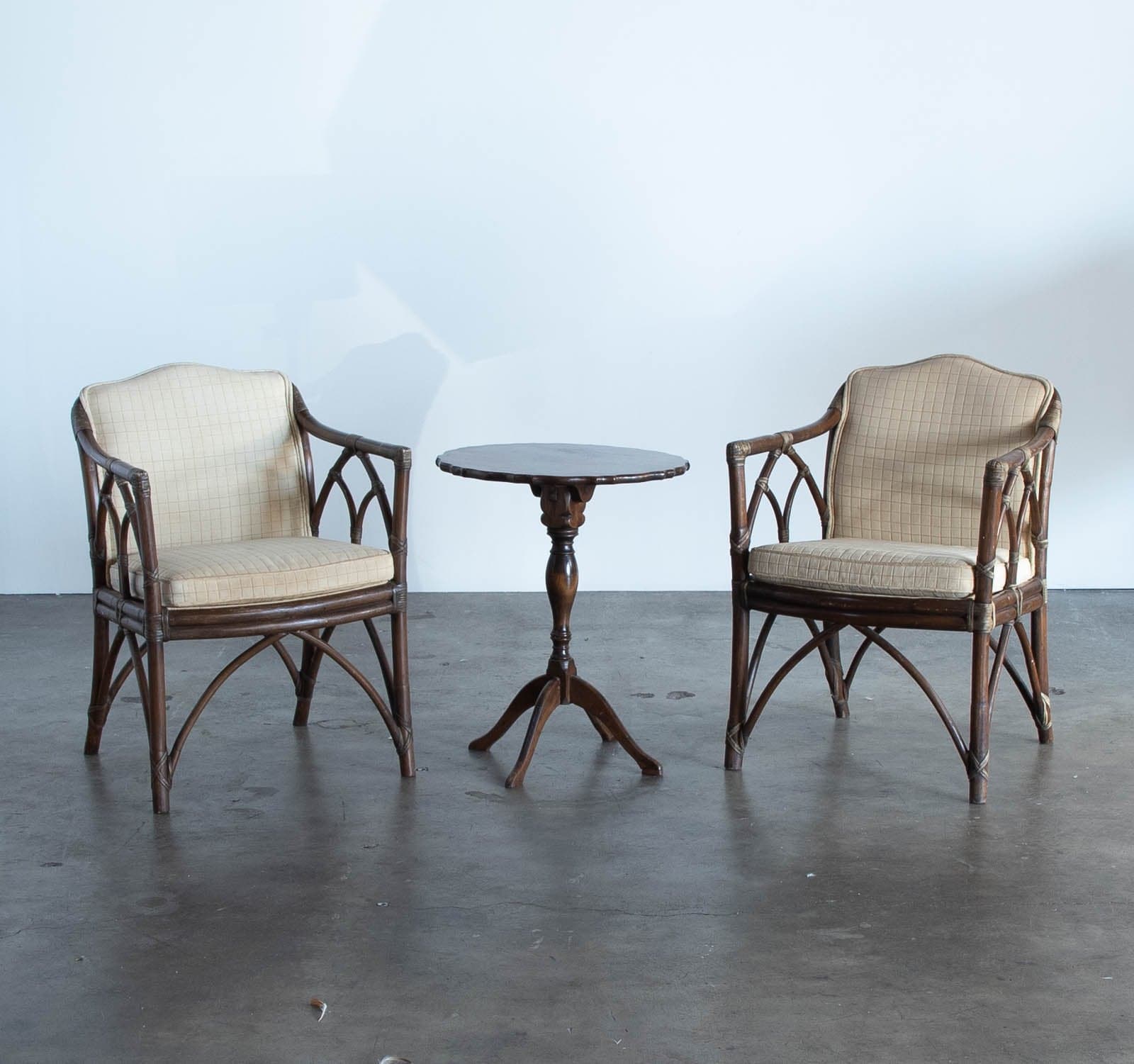 Vintage 1960's McGuire Cathedral Back Rattan Arm Chairs (Set of 2) - Thumbnail 2