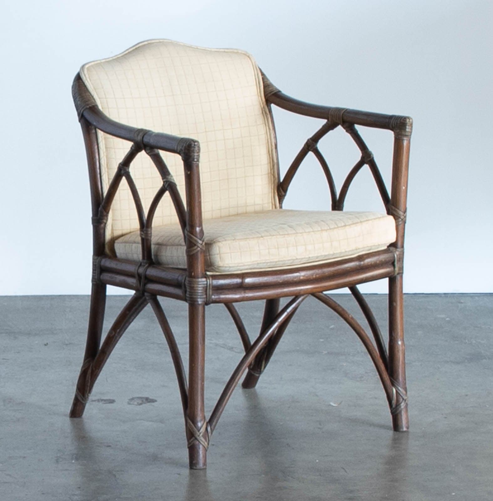 Vintage 1960's McGuire Cathedral Back Rattan Arm Chairs (Set of 2) - Thumbnail 3
