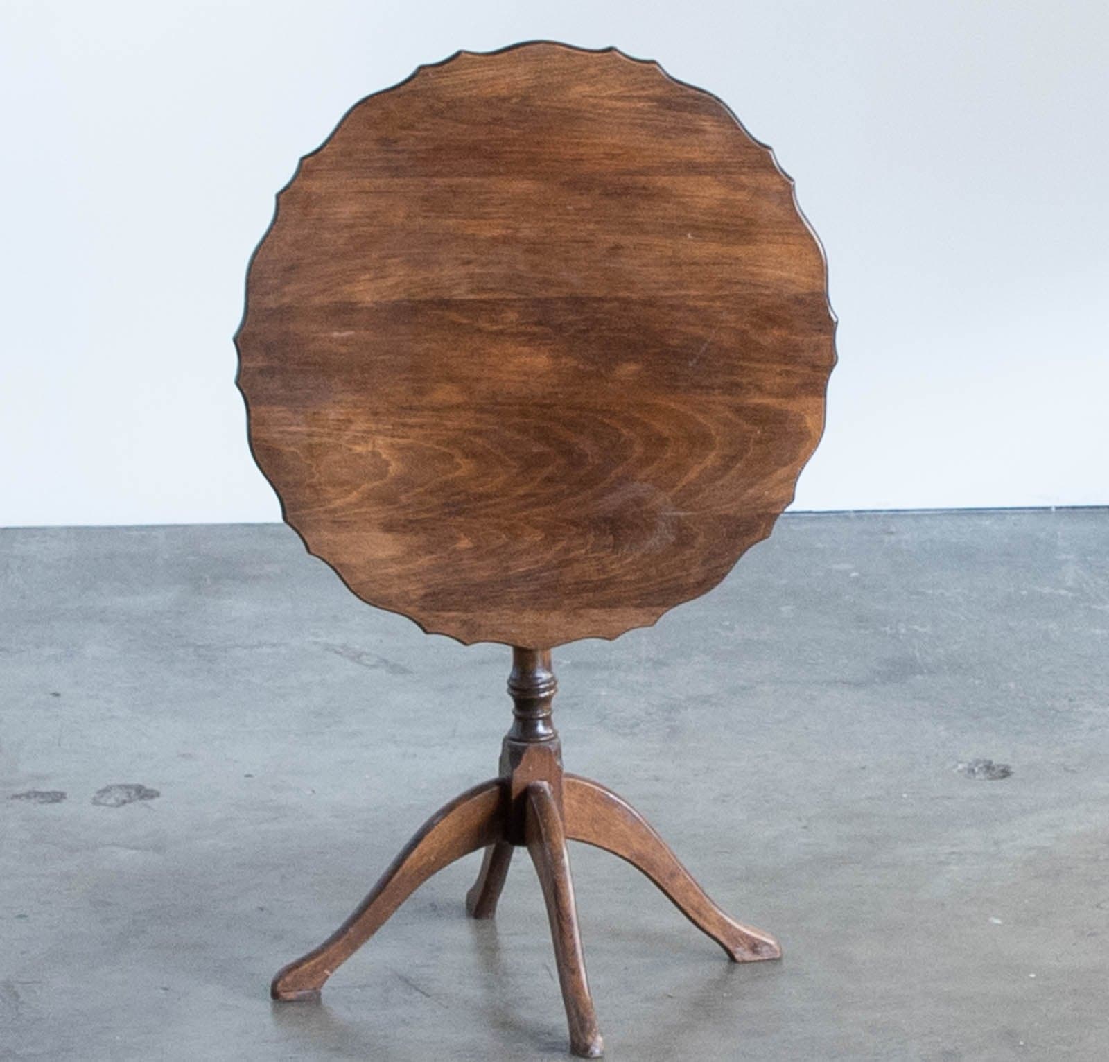 Vintage English Side Table with Scalloped Edge, Tilt Top - Thumbnail 5