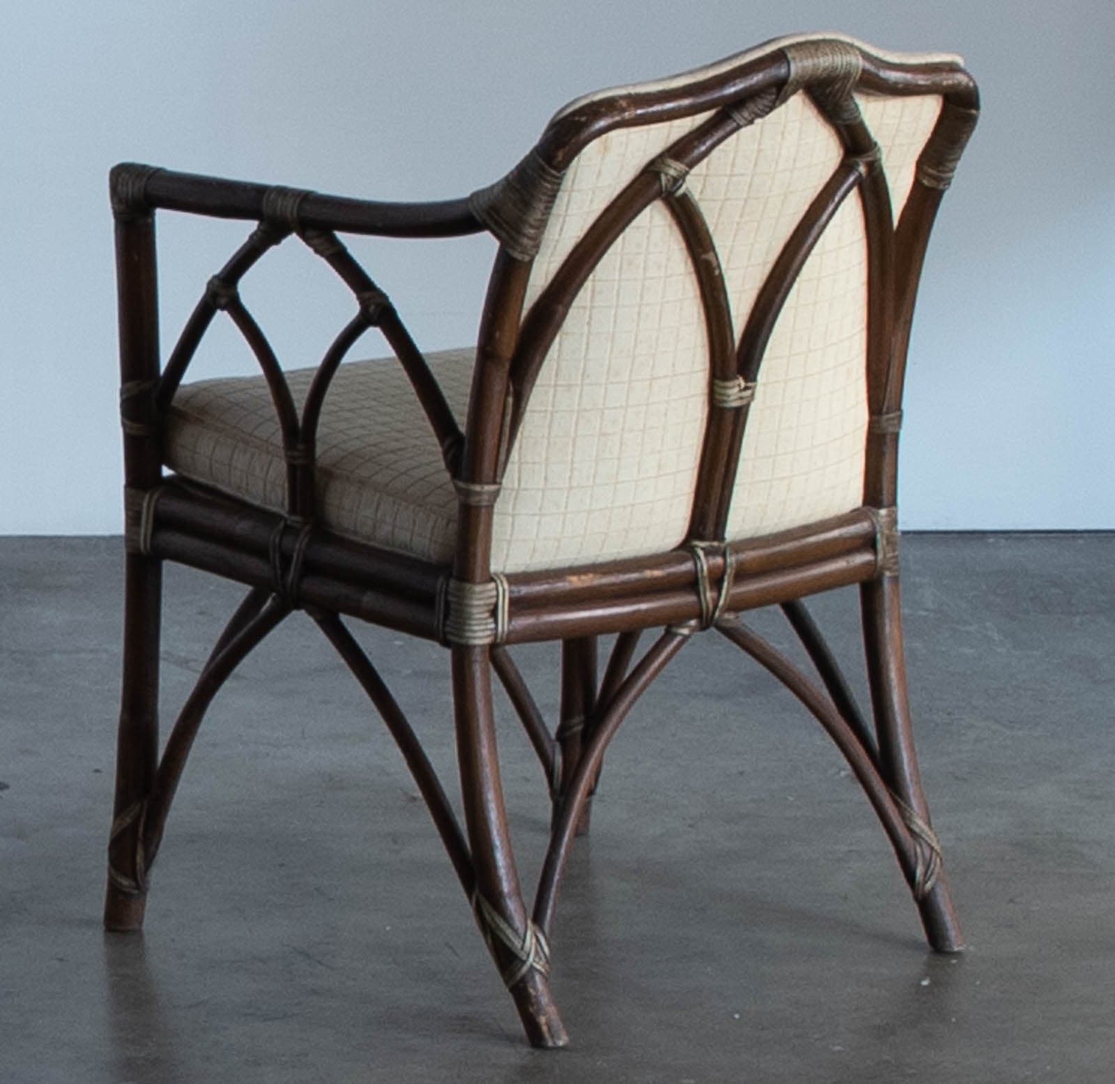 Vintage 1960's McGuire Cathedral Back Rattan Arm Chairs (Set of 2) - Thumbnail 6