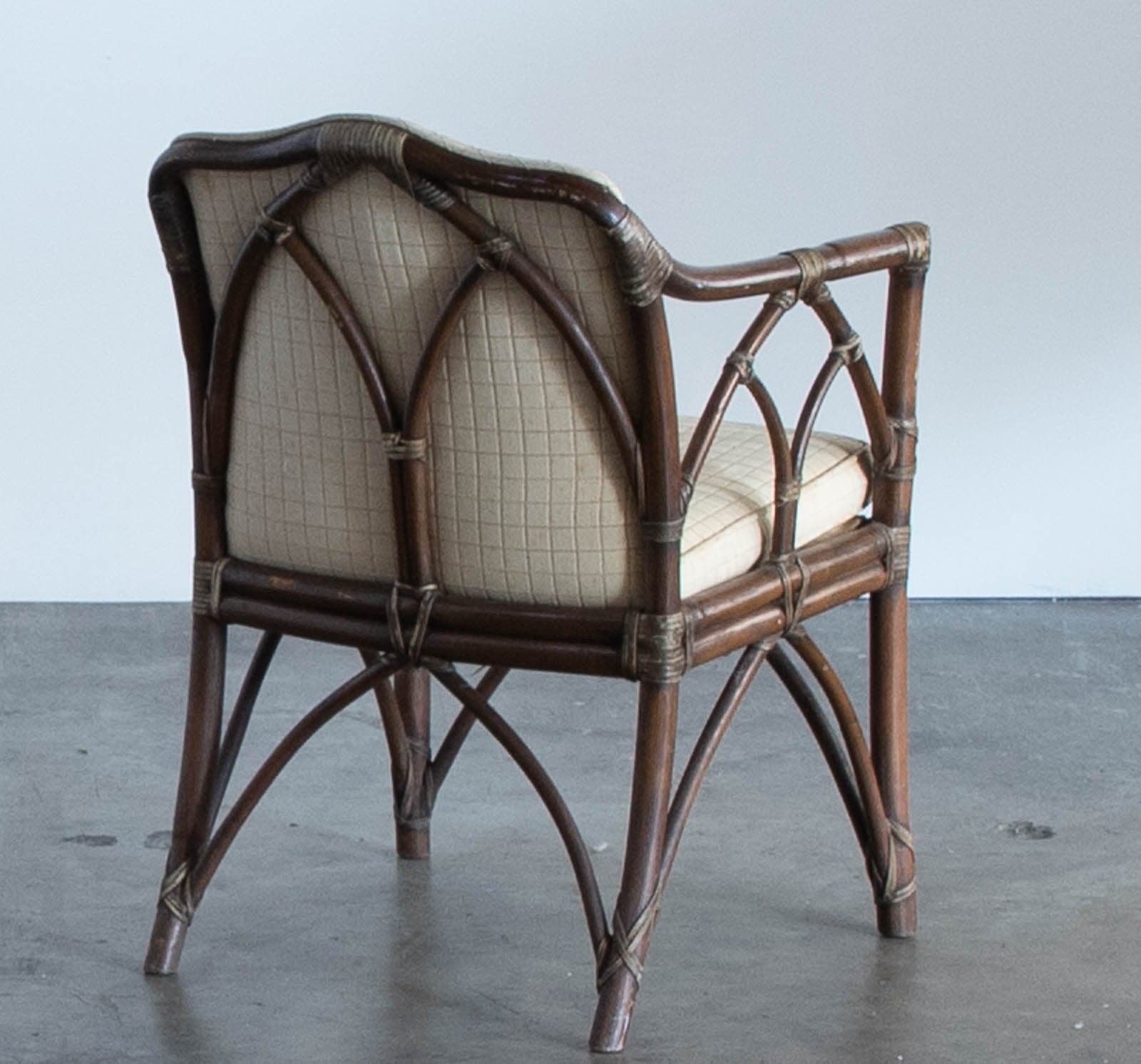 Vintage 1960's McGuire Cathedral Back Rattan Arm Chairs (Set of 2) - Thumbnail 5