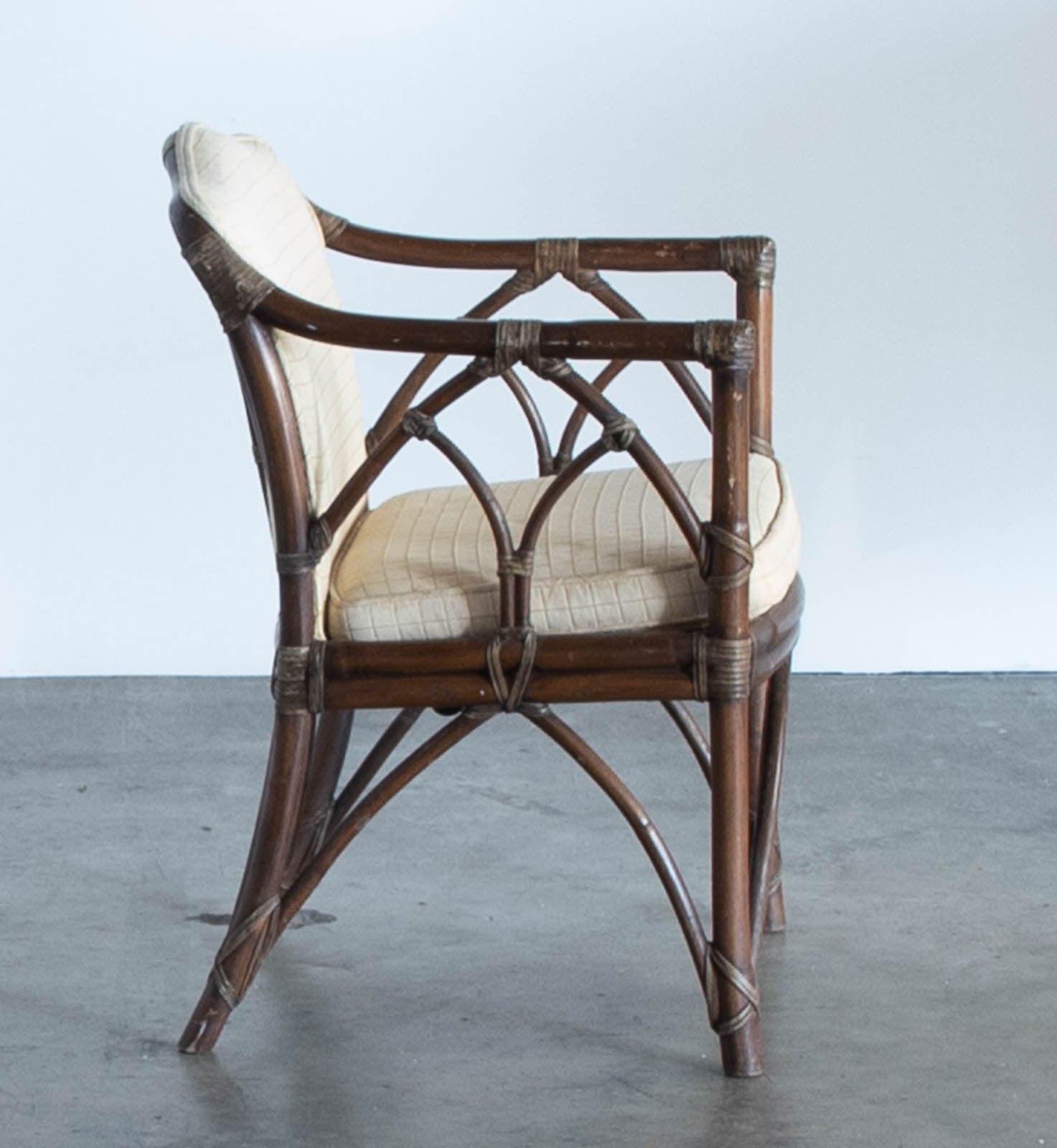 Vintage 1960's McGuire Cathedral Back Rattan Arm Chairs (Set of 2) - Thumbnail 4