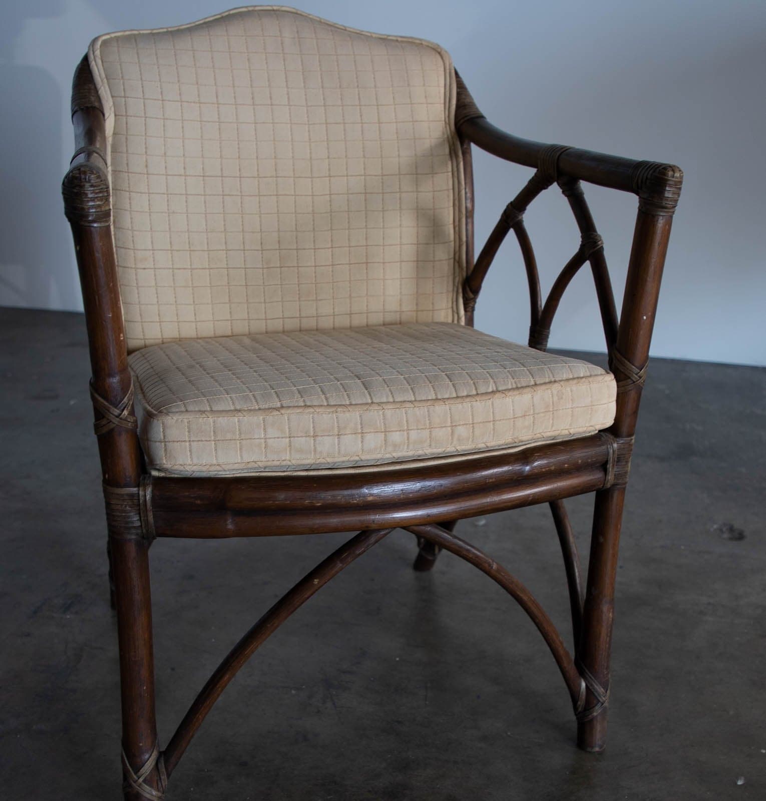 Vintage 1960's McGuire Cathedral Back Rattan Arm Chairs (Set of 2) - Thumbnail 8