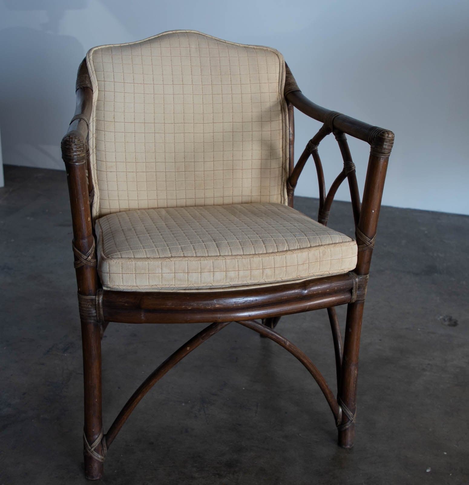 Vintage 1960's McGuire Cathedral Back Rattan Arm Chairs (Set of 2) - Thumbnail 10