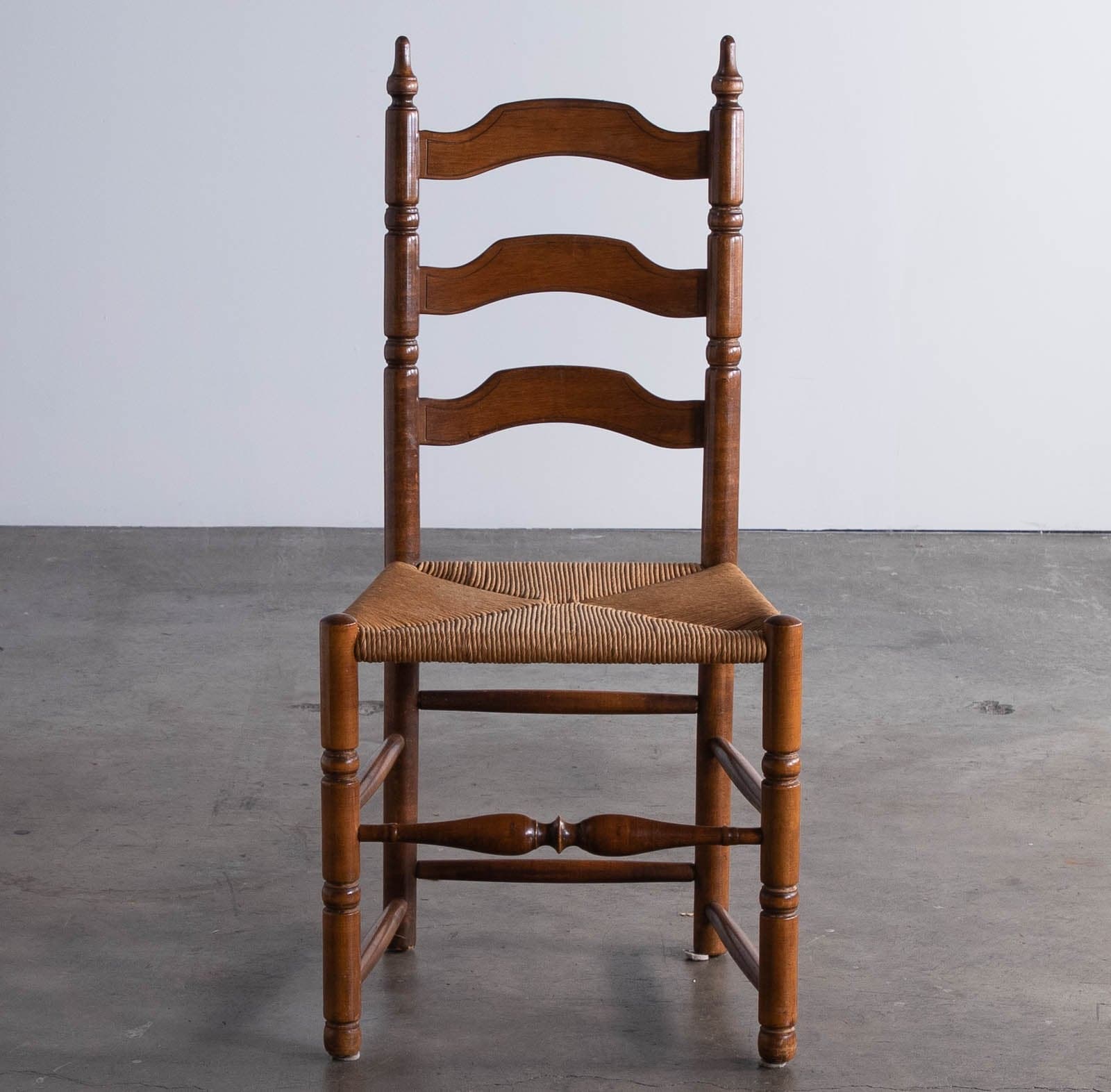 Vintage Ladderback Dining Side Chair with Rush Seat, Set of 4 - Thumbnail 2