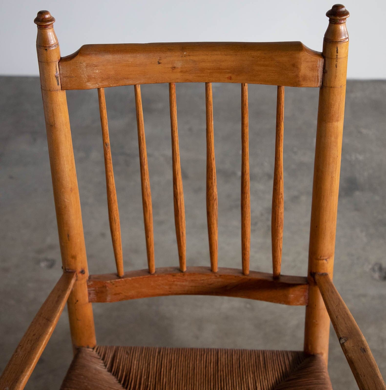 Vintage Wood Rocking Chair with Original Rush Seat - Thumbnail 5