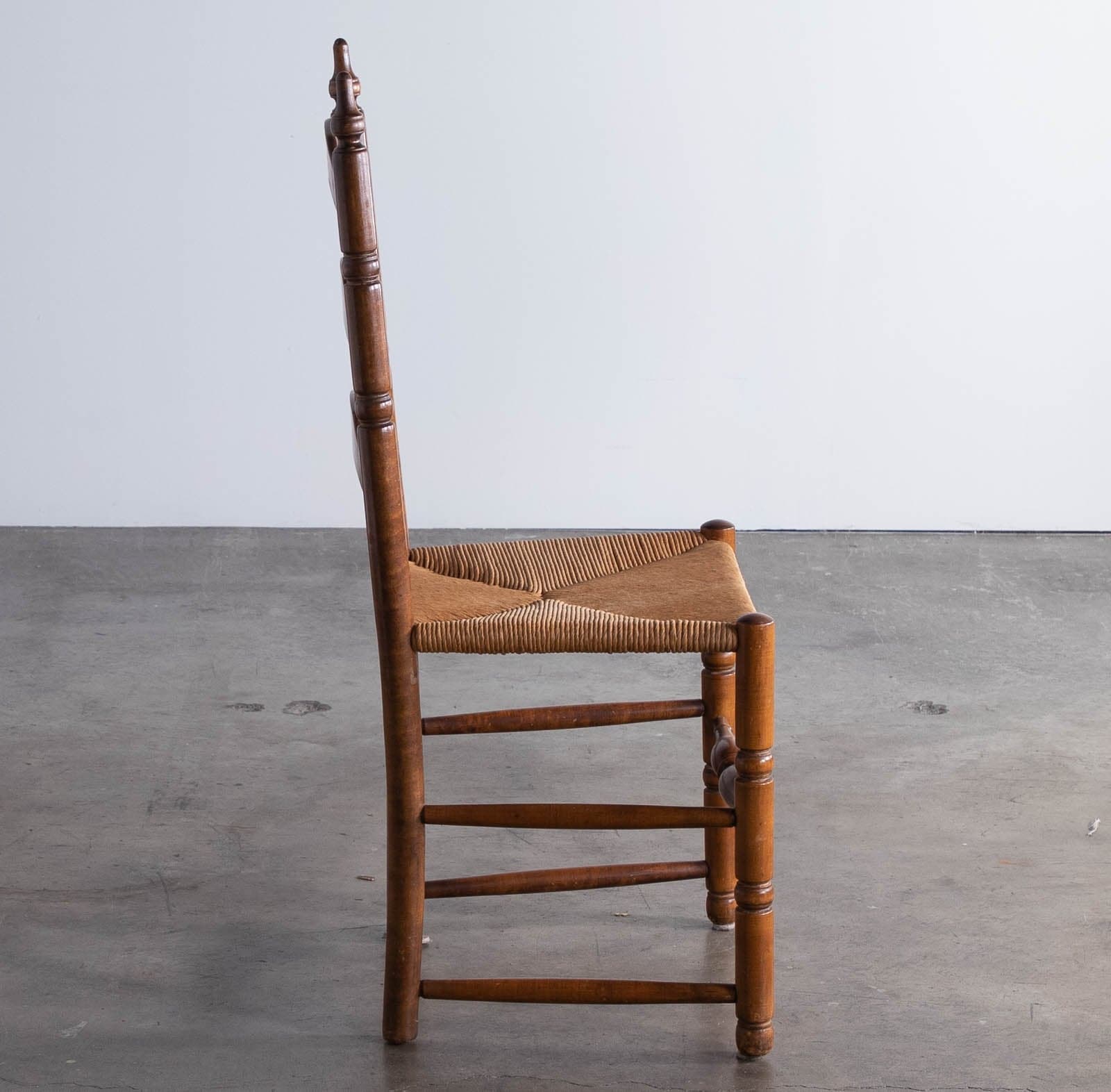 Vintage Ladderback Dining Side Chair with Rush Seat, Set of 4 - Thumbnail 4