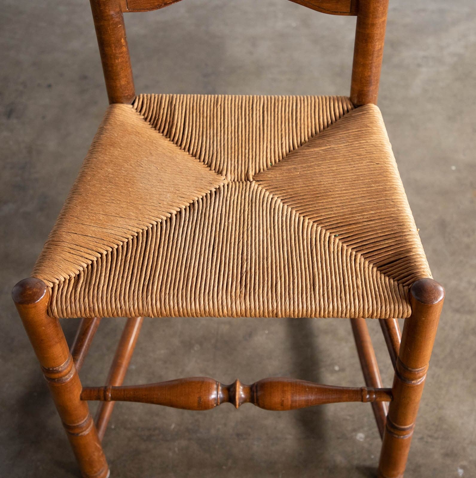 Vintage Ladderback Dining Side Chair with Rush Seat, Set of 4 - Thumbnail 7
