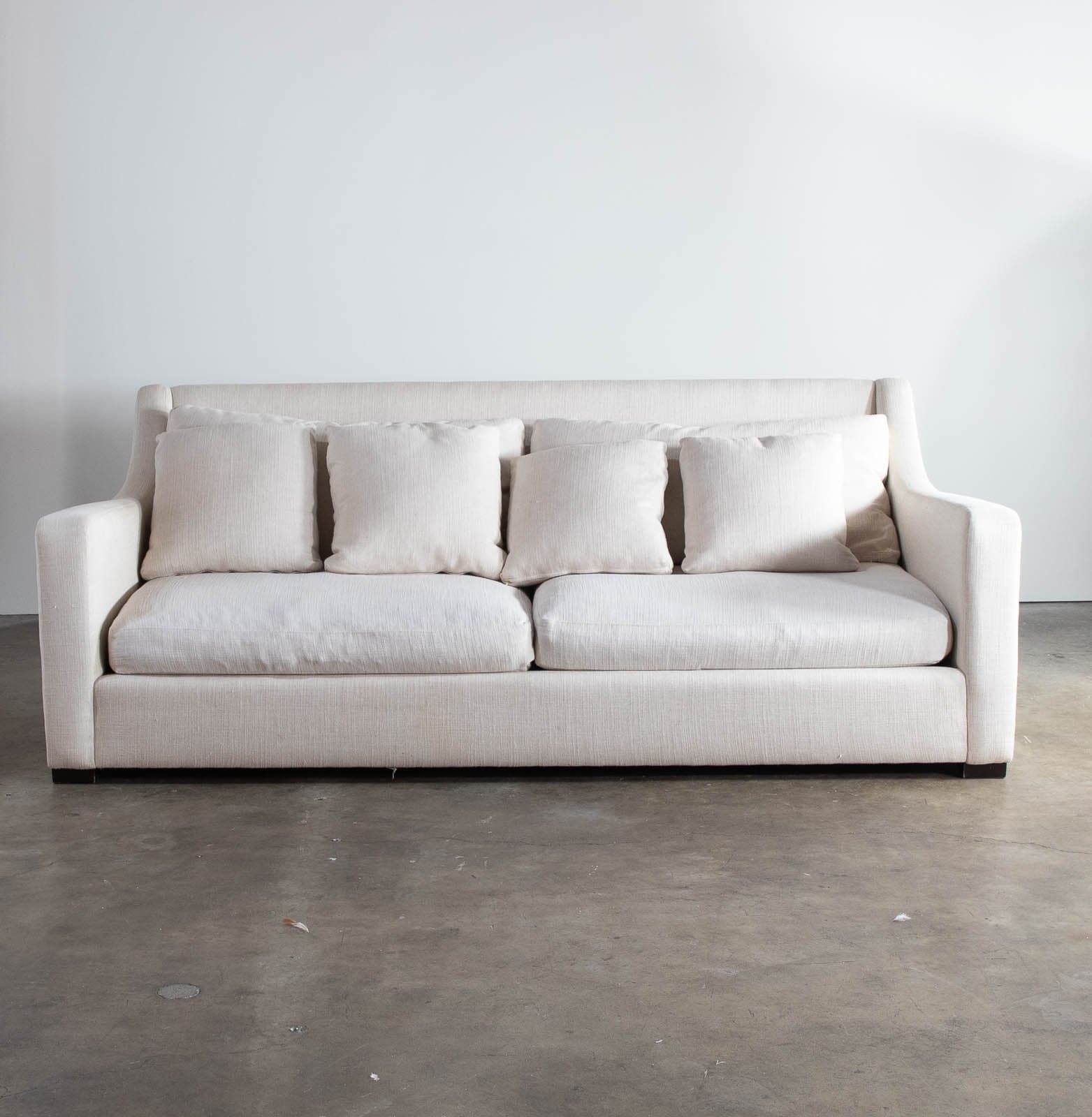 Crate & Barrel Ivory Linen Deep Sofa - Thumbnail 4