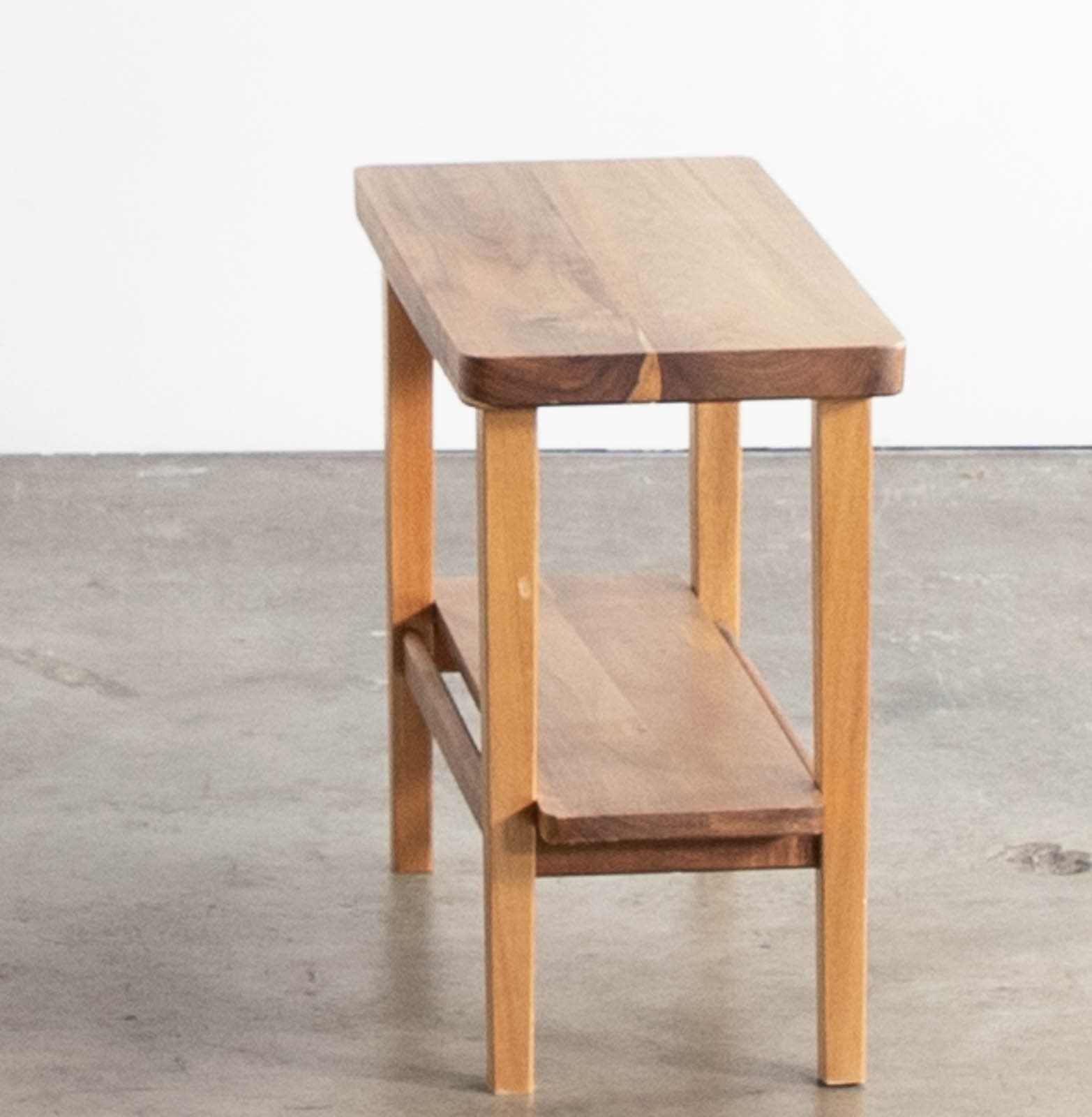 Wood Stool with Shelf - Thumbnail 3