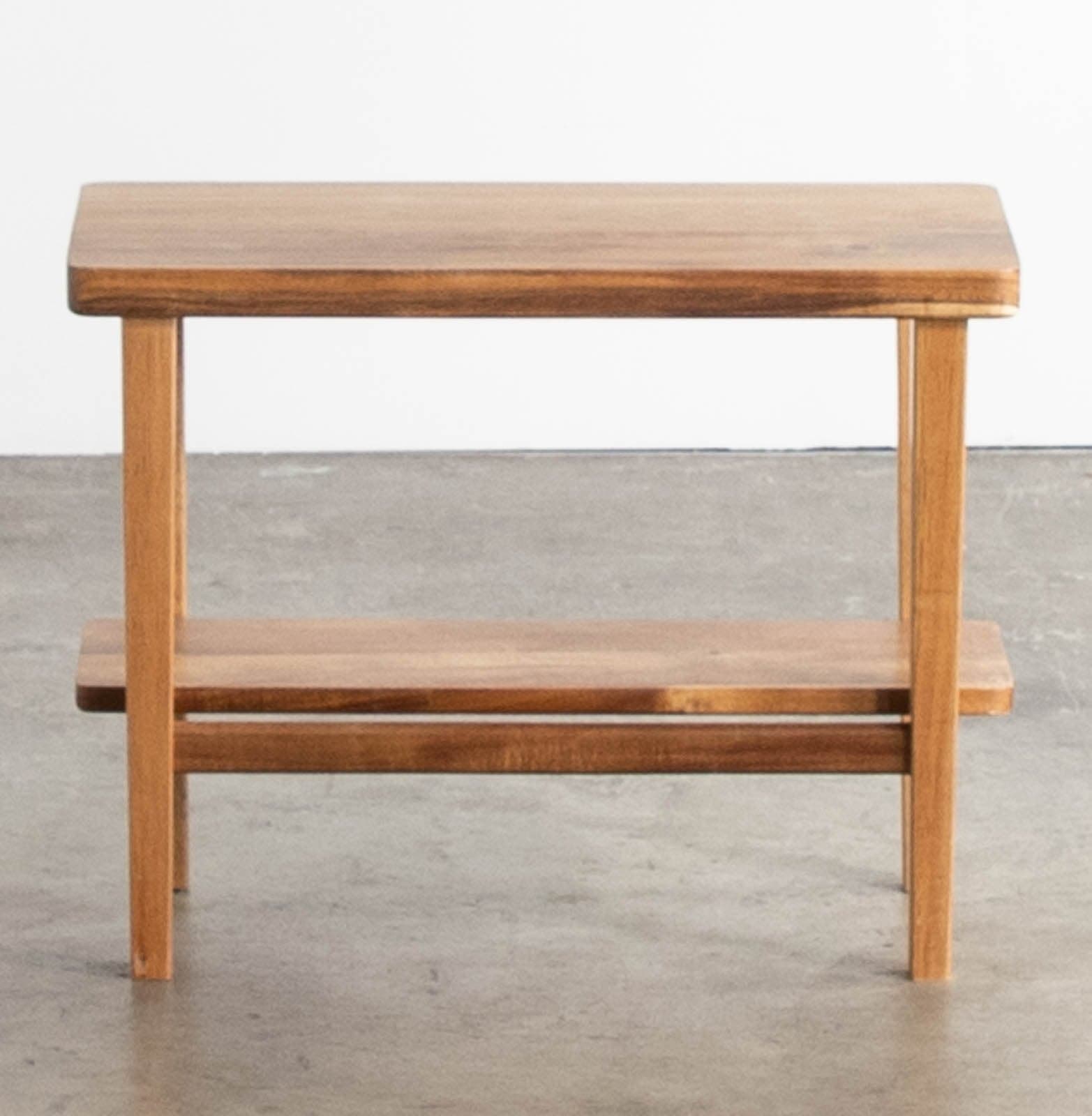 Wood Stool with Shelf