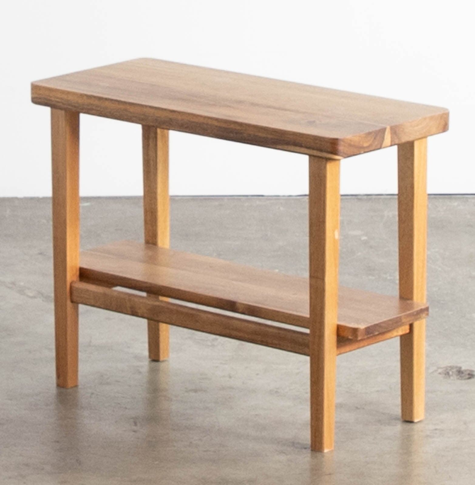 Wood Stool with Shelf - Thumbnail 2