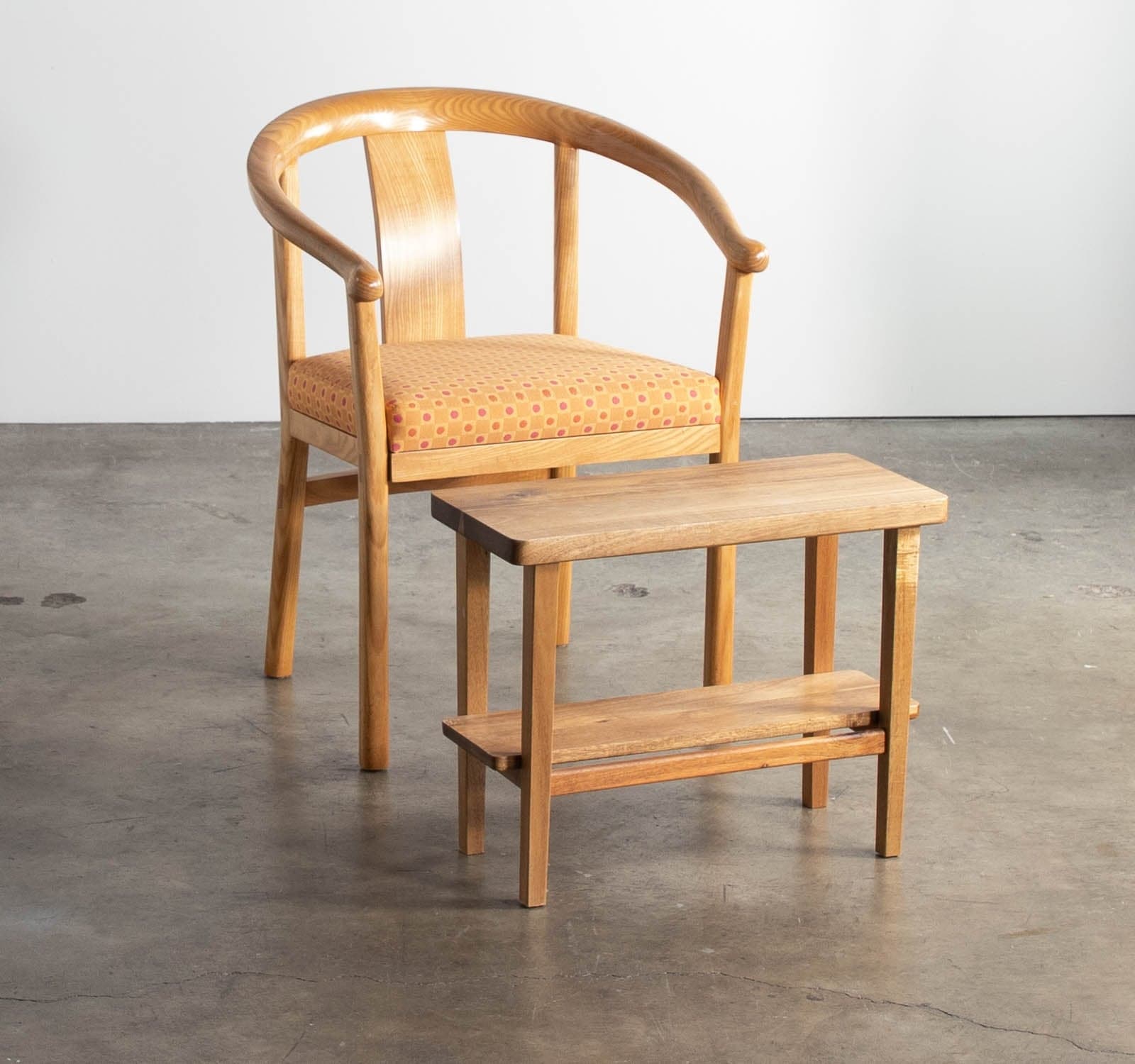 Wood Stool with Shelf - Thumbnail 4