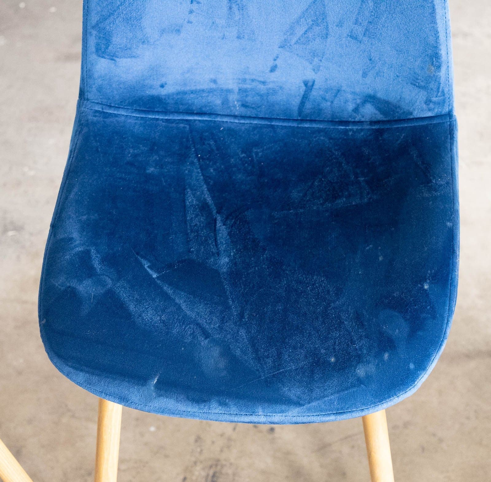 Upholstered Dining Chairs with Wood Legs, Blue (Set of 4) - Thumbnail 4