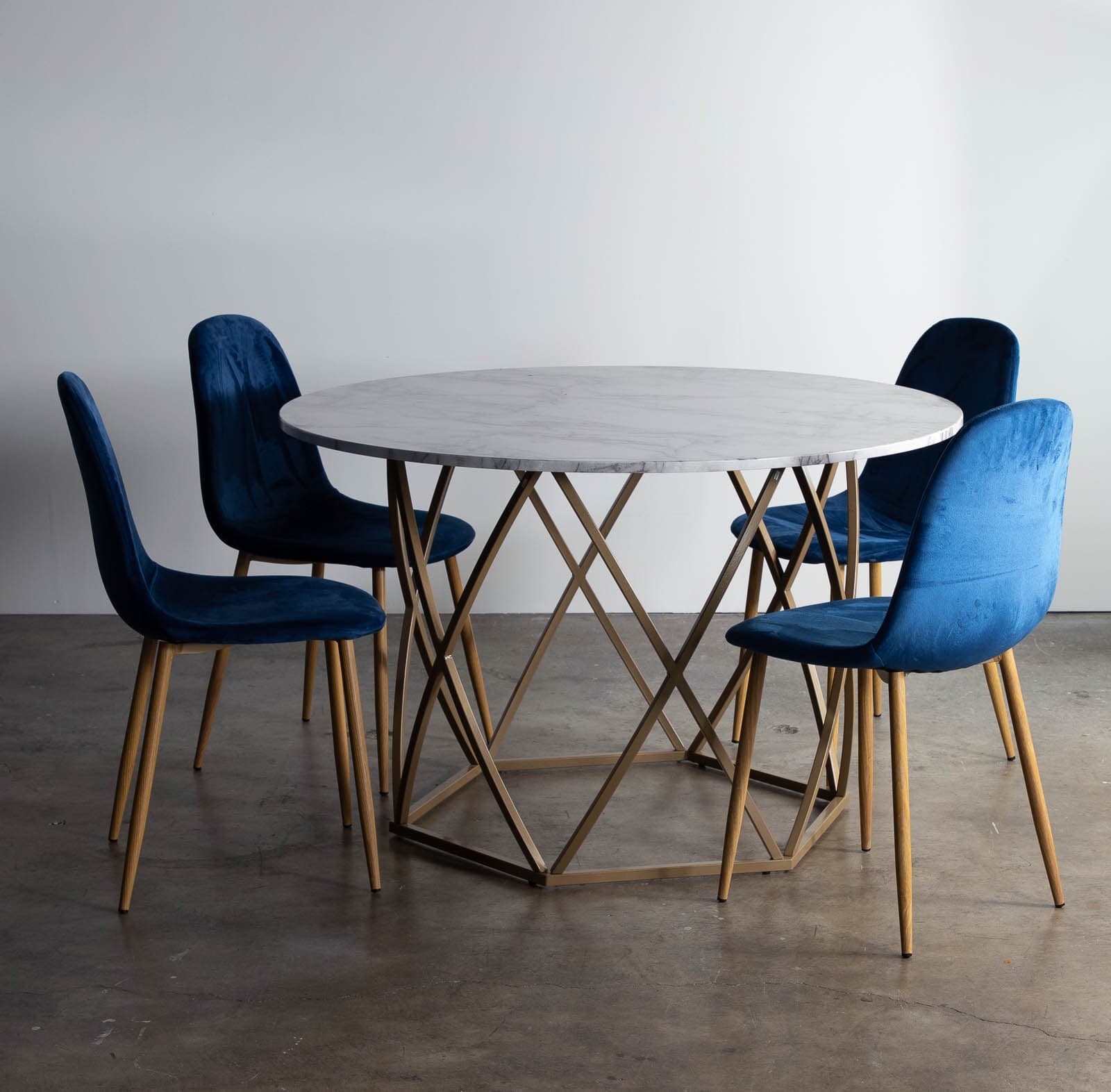 Round Dining Table with Quartz Top and Metal Base, 48" - Thumbnail 2