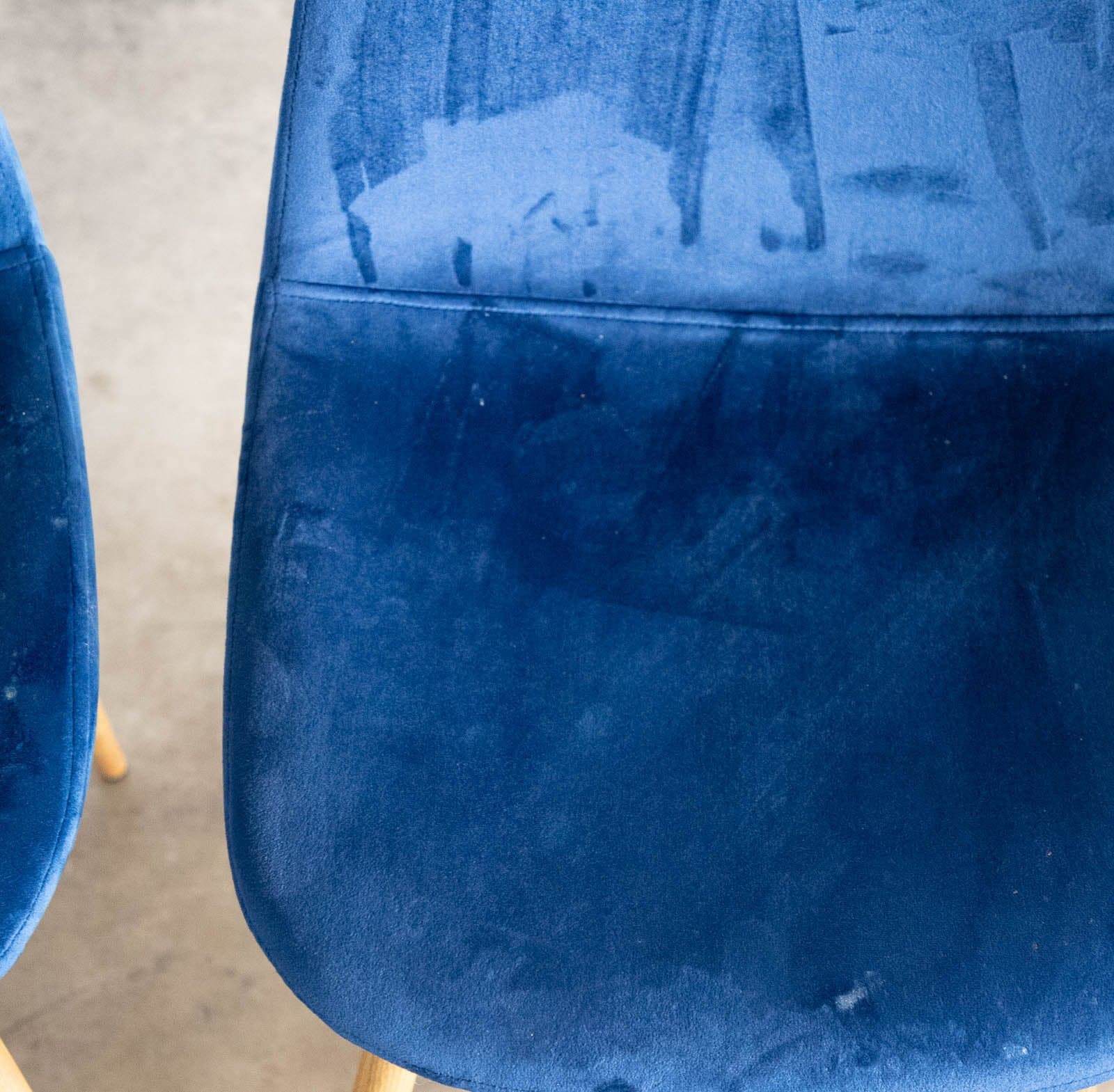 Upholstered Dining Chairs with Wood Legs, Blue (Set of 4) - Thumbnail 5