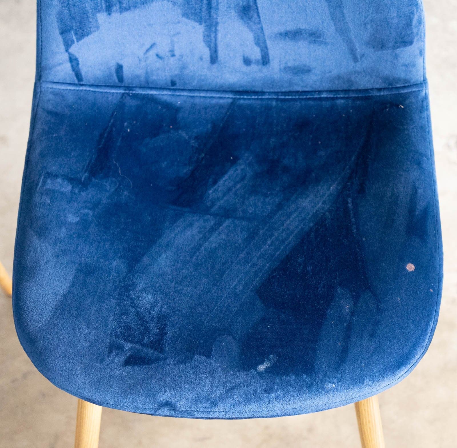 Upholstered Dining Chairs with Wood Legs, Blue (Set of 4) - Thumbnail 3