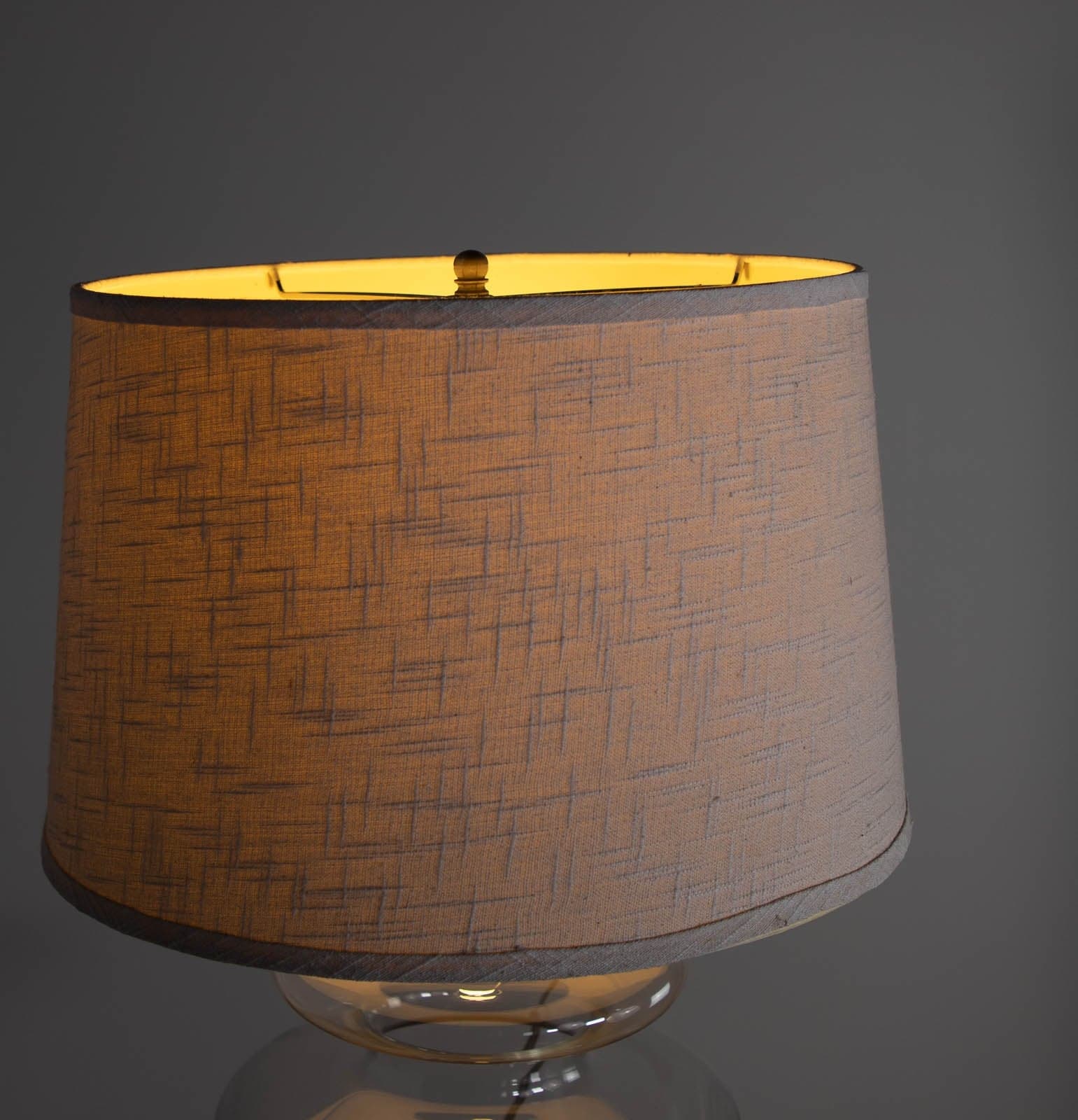Table Lamp with Glass Base and Fabric Shade - Thumbnail 3