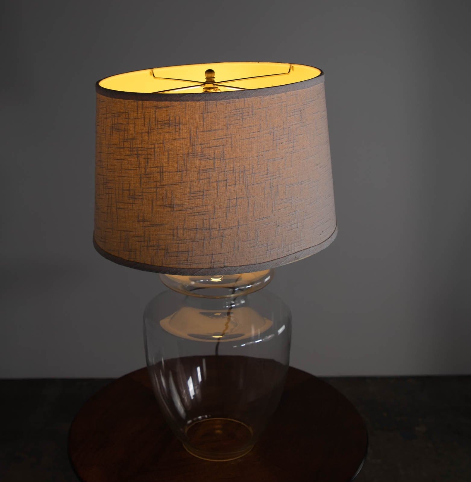 Table Lamp with Glass Base and Fabric Shade - Thumbnail 2