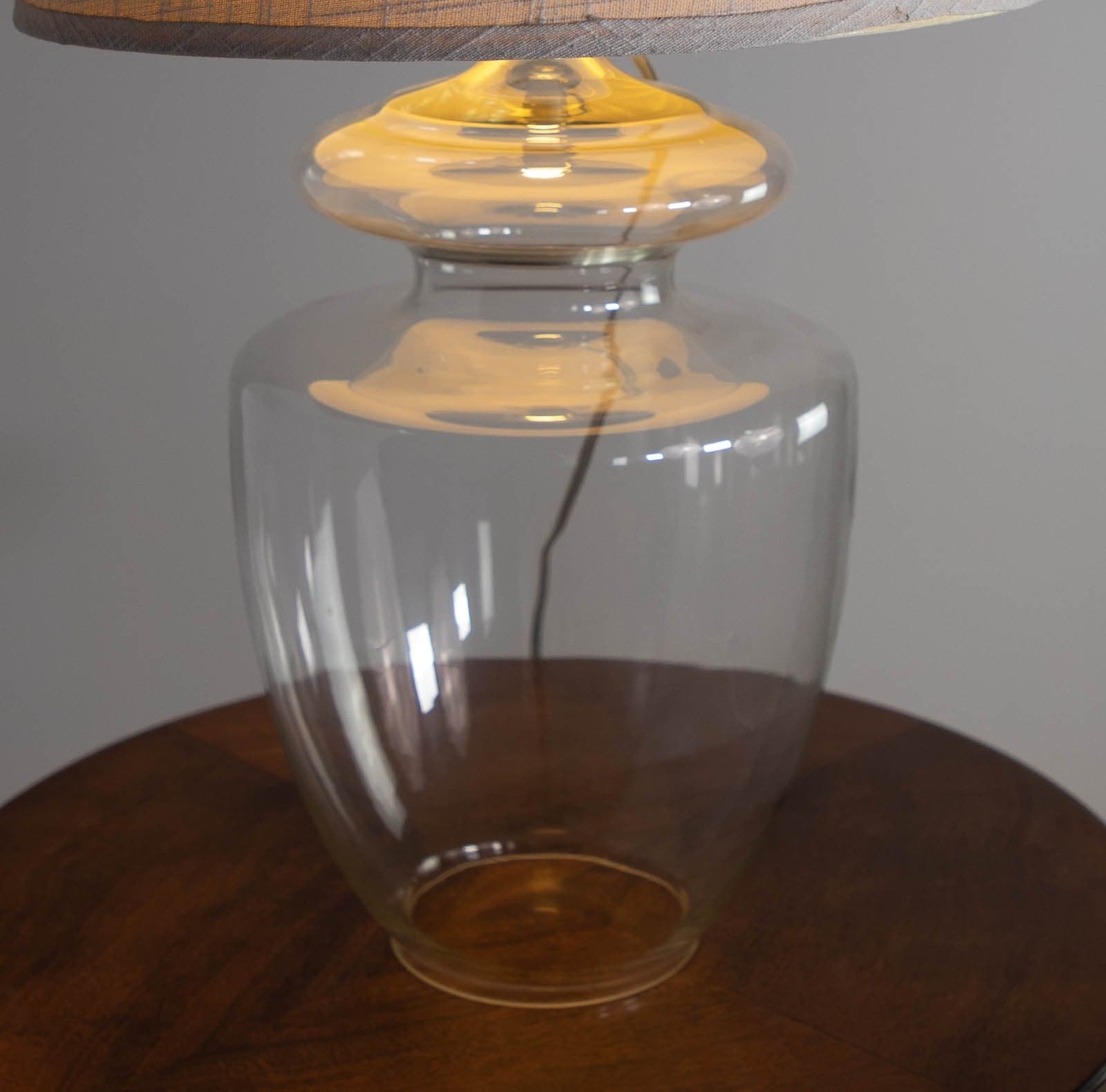 Table Lamp with Glass Base and Fabric Shade - Thumbnail 4