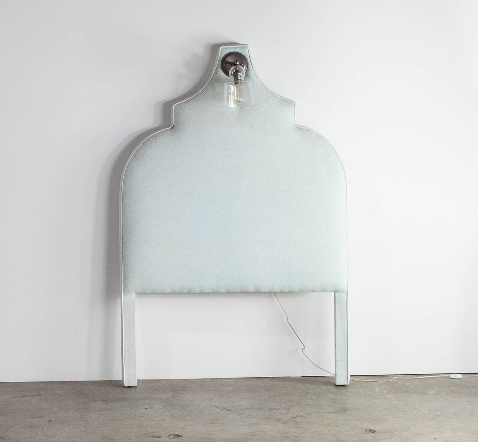 Custom Twin Headboards Upholstered by China Seas Fabric with Overhead Lights (2 available) - Image 1