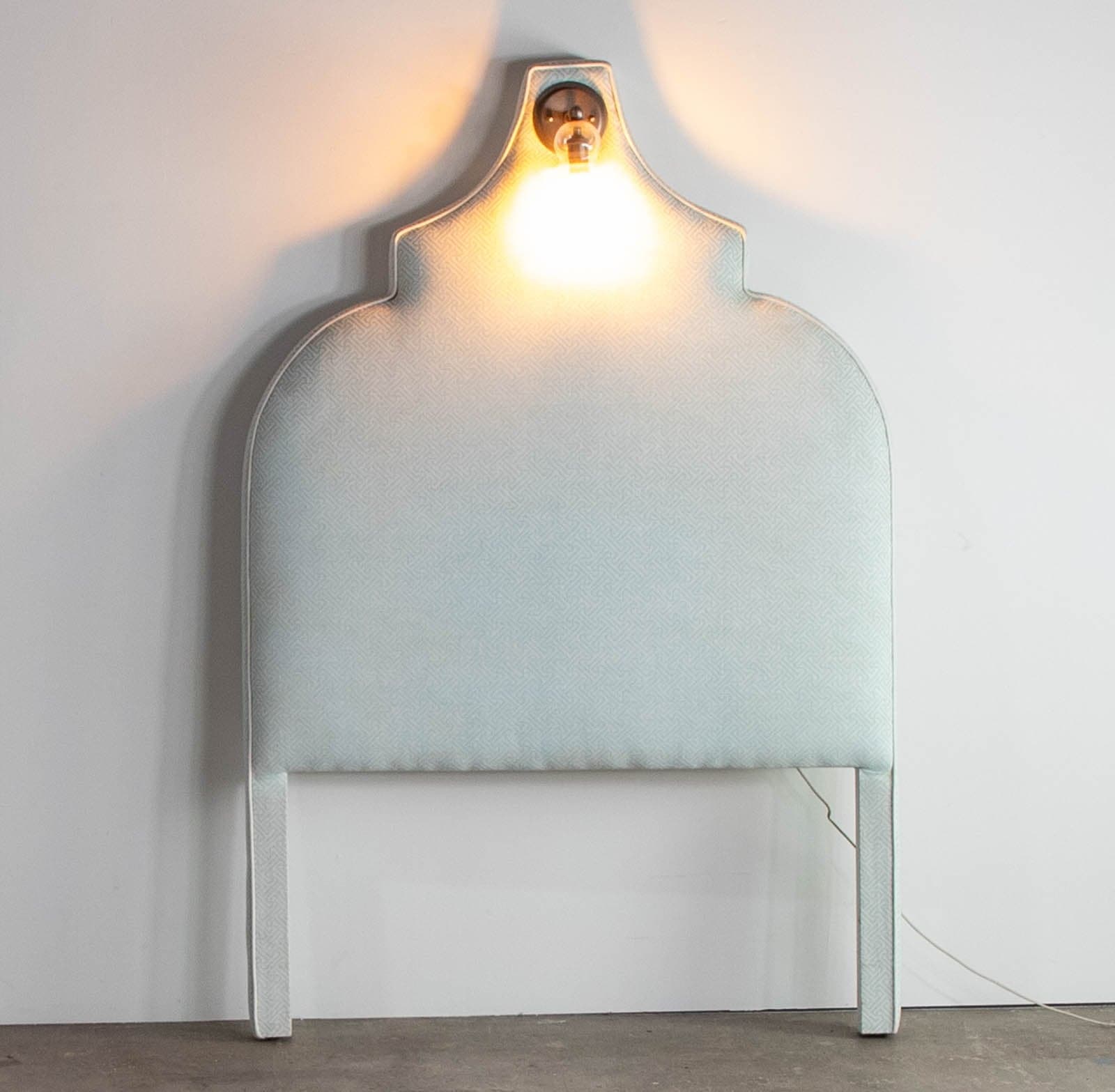 Custom Twin Headboards Upholstered by China Seas Fabric with Overhead Lights (2 available) - Thumbnail 3