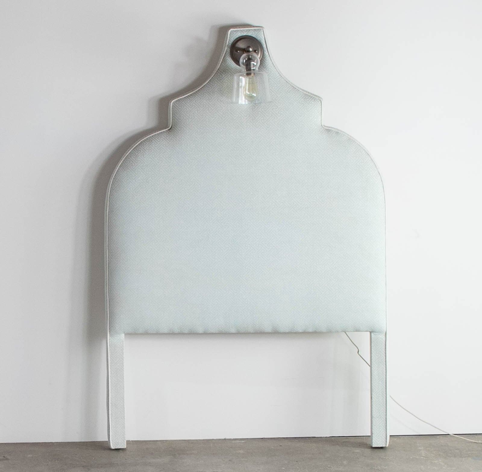 Custom Twin Headboards Upholstered by China Seas Fabric with Overhead Lights (2 available) - Thumbnail 2