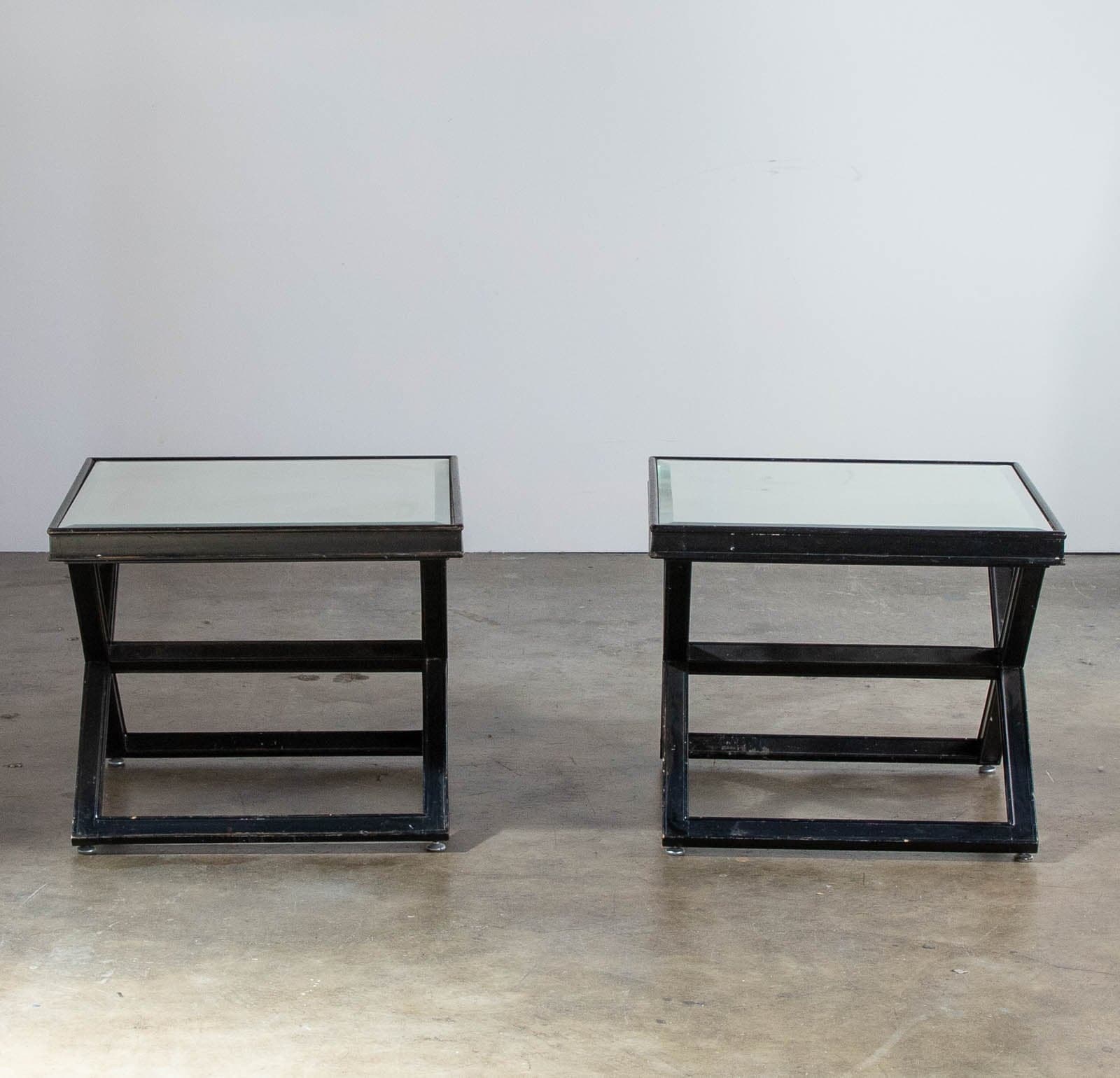 X Cocktail Tables with 1” Beveled Mirror Inset, Katharina Wohl Designs (Set of 2) - Image 1
