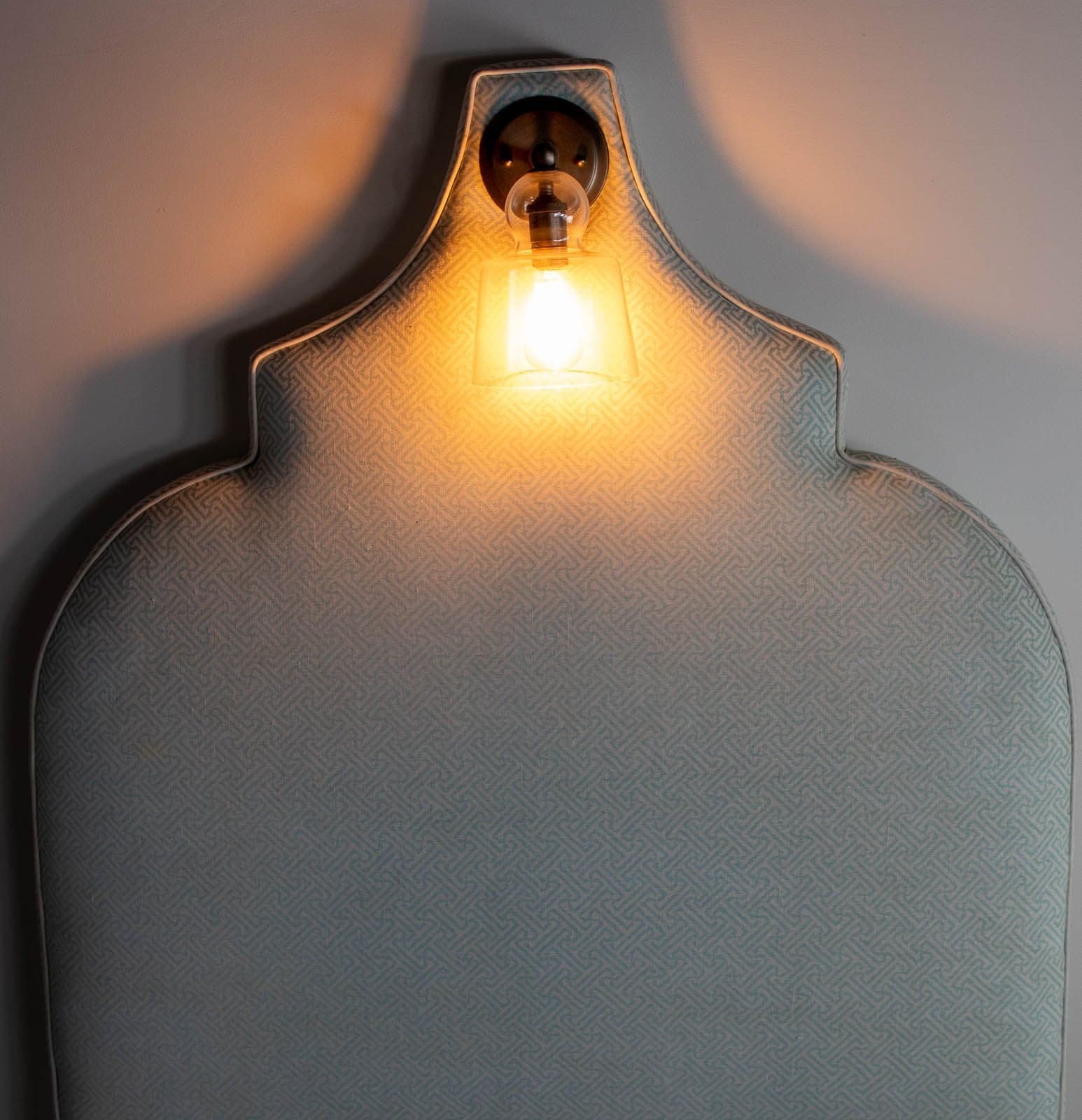 Custom Twin Headboards Upholstered by China Seas Fabric with Overhead Lights (2 available) - Thumbnail 6