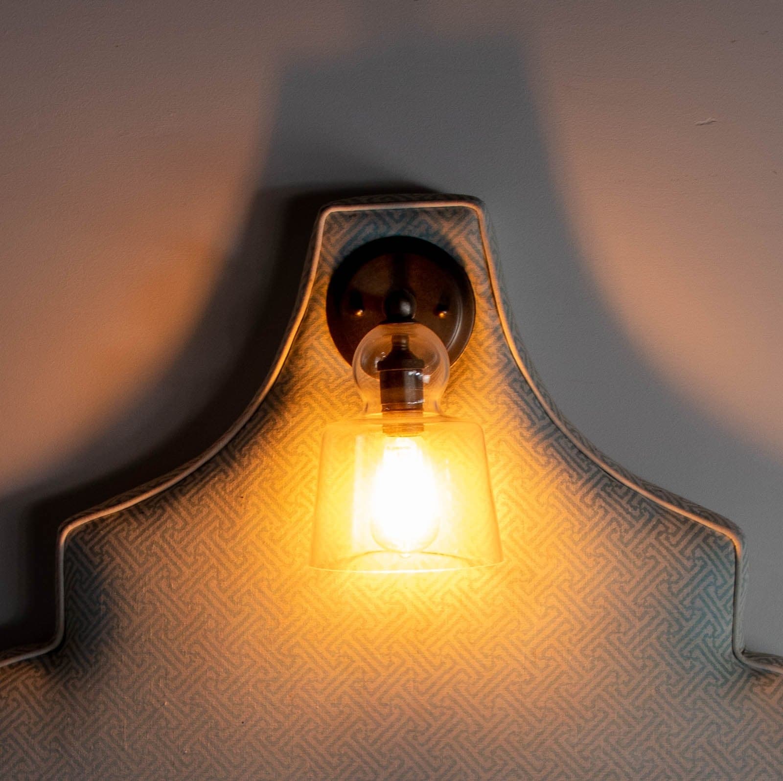 Custom Twin Headboards Upholstered by China Seas Fabric with Overhead Lights (2 available) - Thumbnail 5