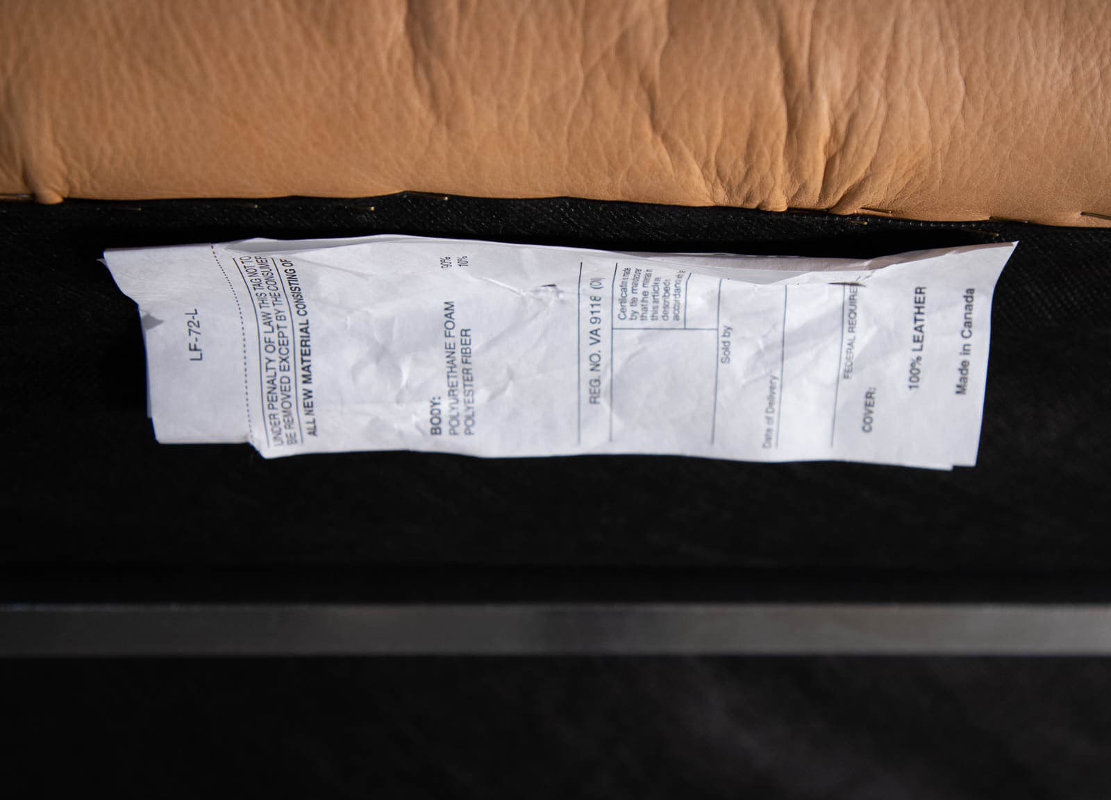 Vintage Tan Leather Armless Lounge Chair - Thumbnail 7