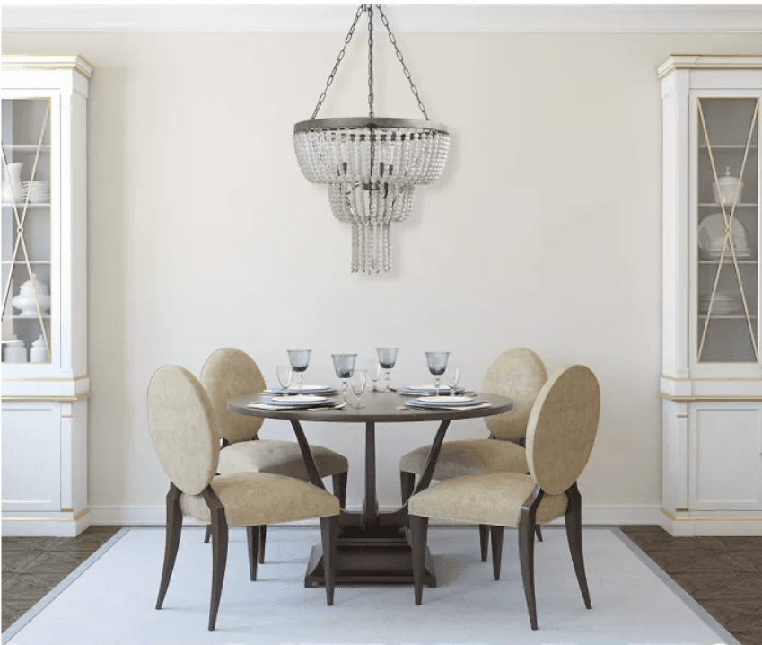 Metal Pendant Ceiling Light with White Wood Beads - Thumbnail 5