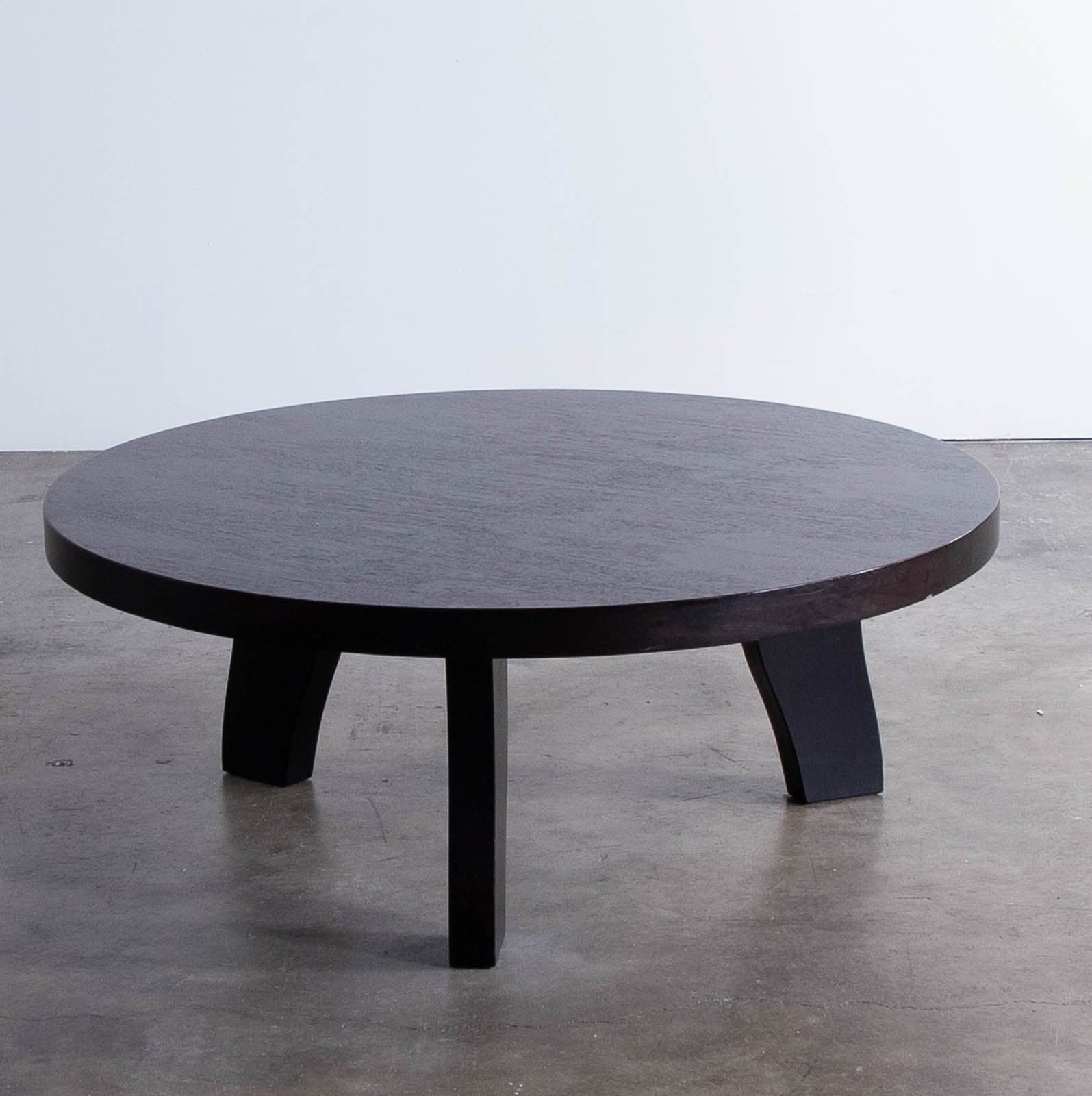 Ebonized Oak Round Coffee Table, 42"