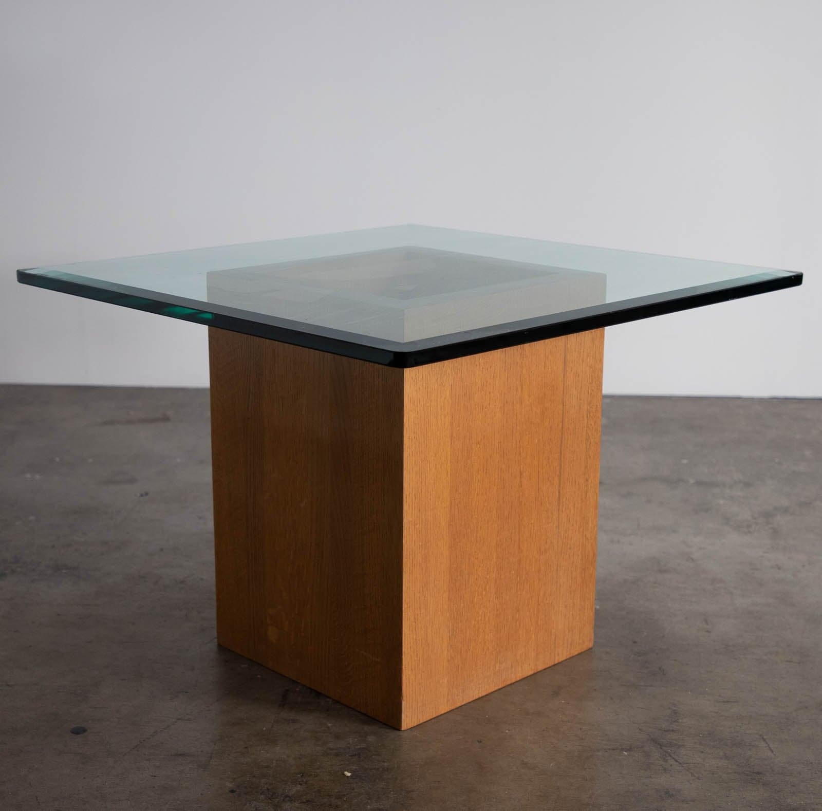 Side Table with Wood Base and Glass Top - Thumbnail 2
