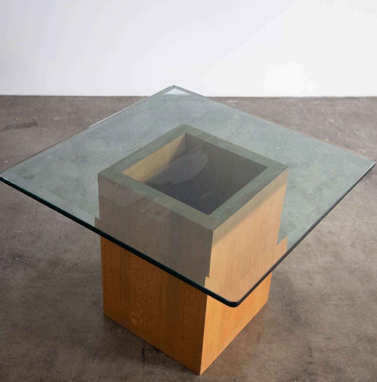 Side Table with Wood Base and Glass Top - Thumbnail 3