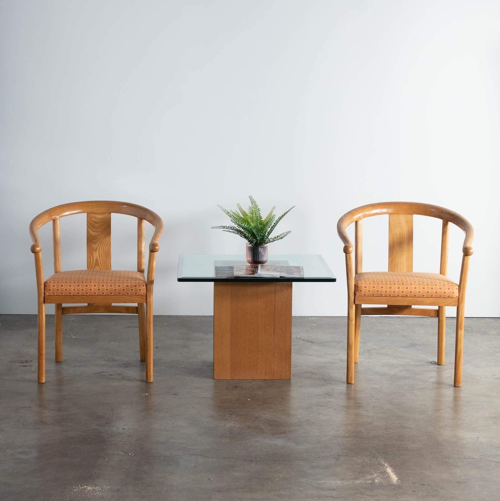 Side Table with Wood Base and Glass Top - Thumbnail 4