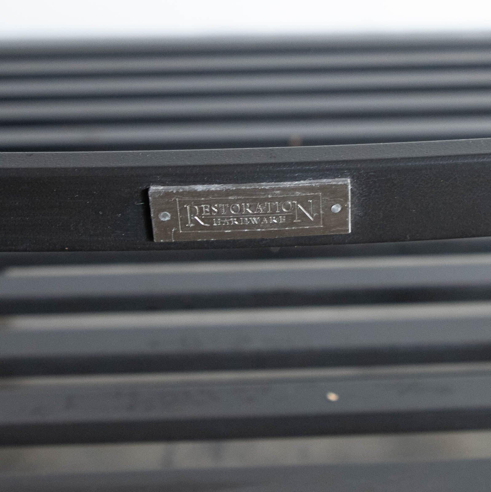 Restoration Hardware Outdoor Sofa with Cast Aluminum Frame and Black & White Striped Cushions - Thumbnail 4