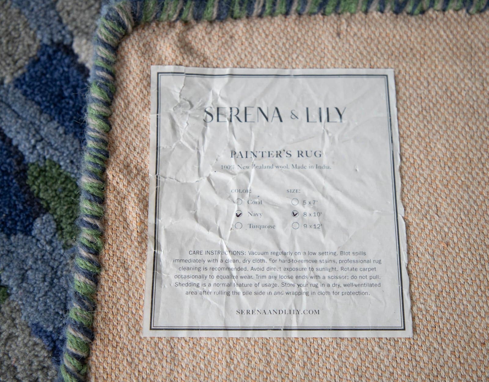 Serena & Lily Painter's Rug, Navy, 8' x 10' - Thumbnail 3