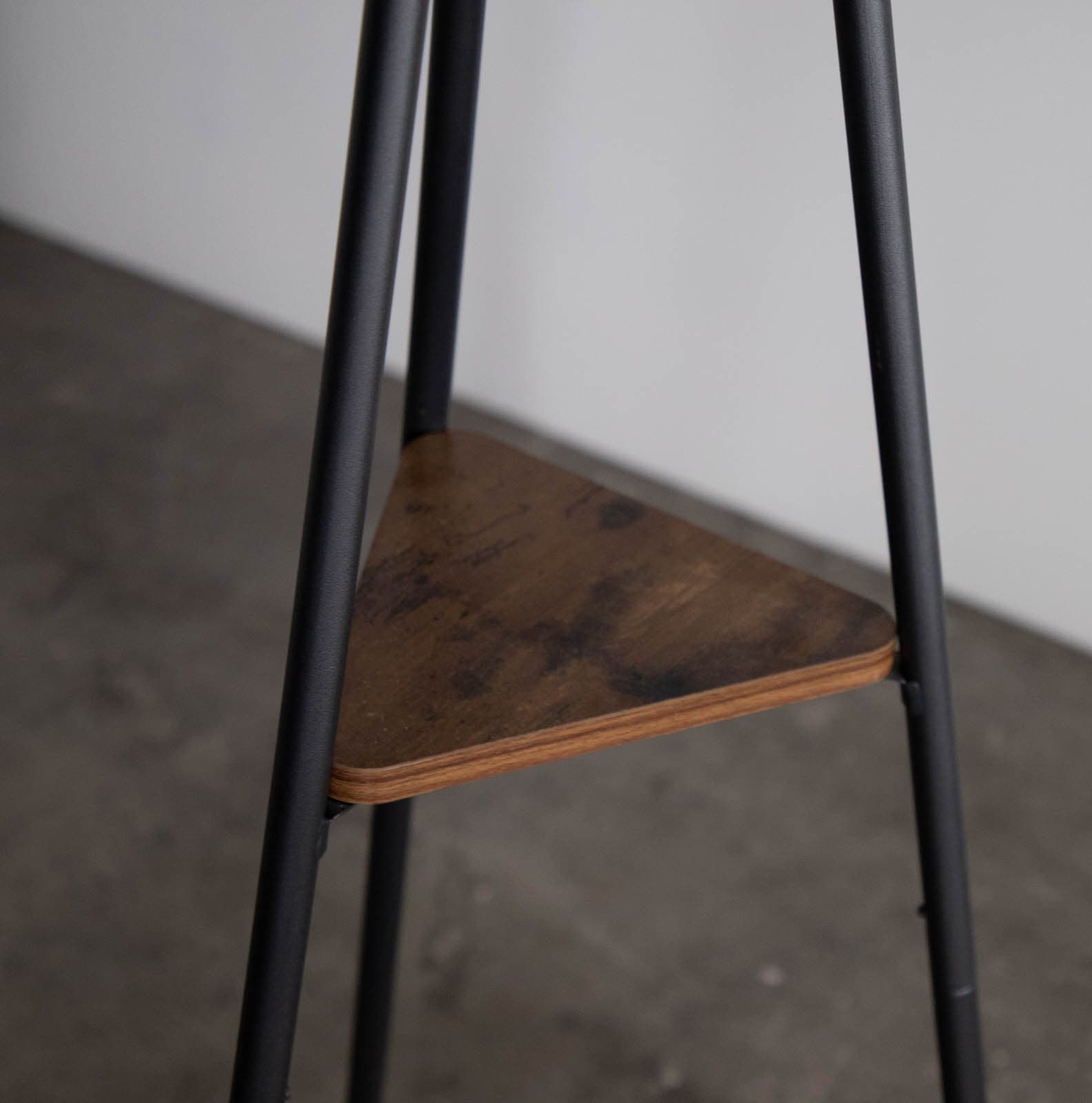 Metal Triangular Coat Rack with 2 Wood Shelves - Thumbnail 4