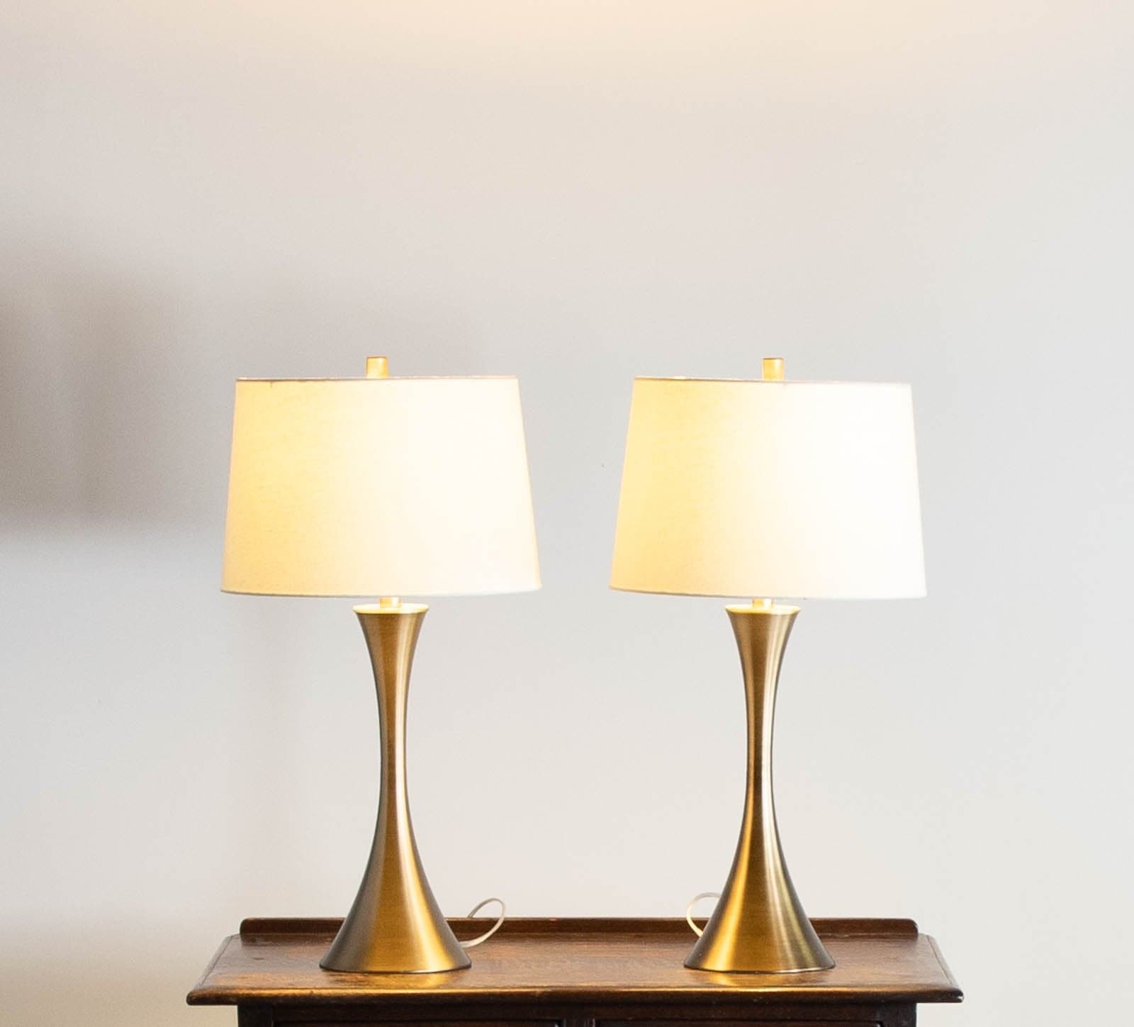 Table Lamps with Curved Gold Colored Base (Set of 2) - Image 1