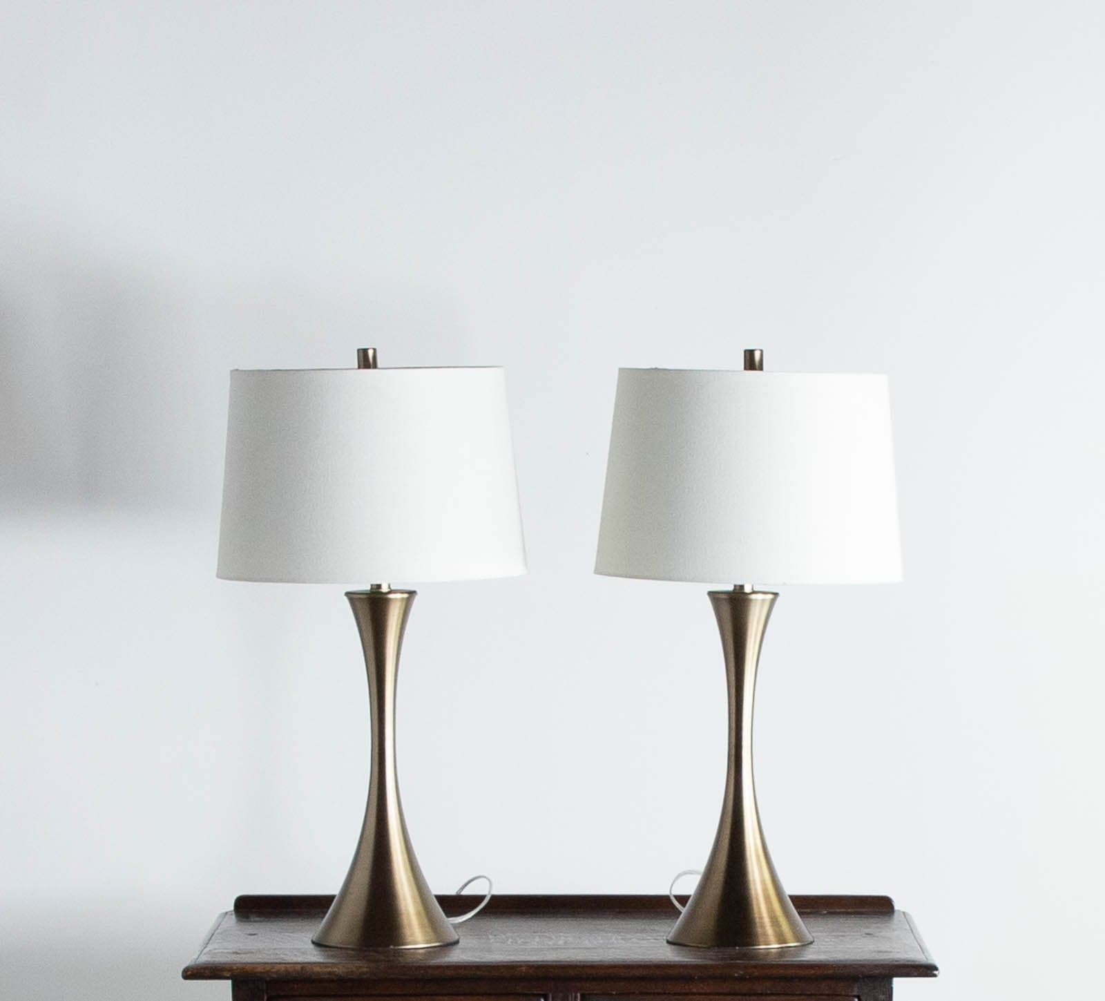 Table Lamps with Curved Gold Colored Base (Set of 2) - Thumbnail 2