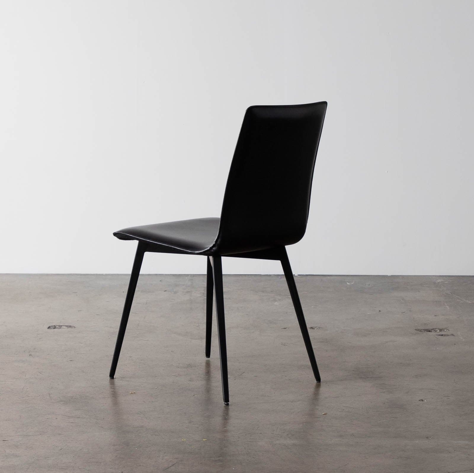 Room & Board Hirsch Leather Chairs in Black with Metal Legs (Set of 6) - Thumbnail 6